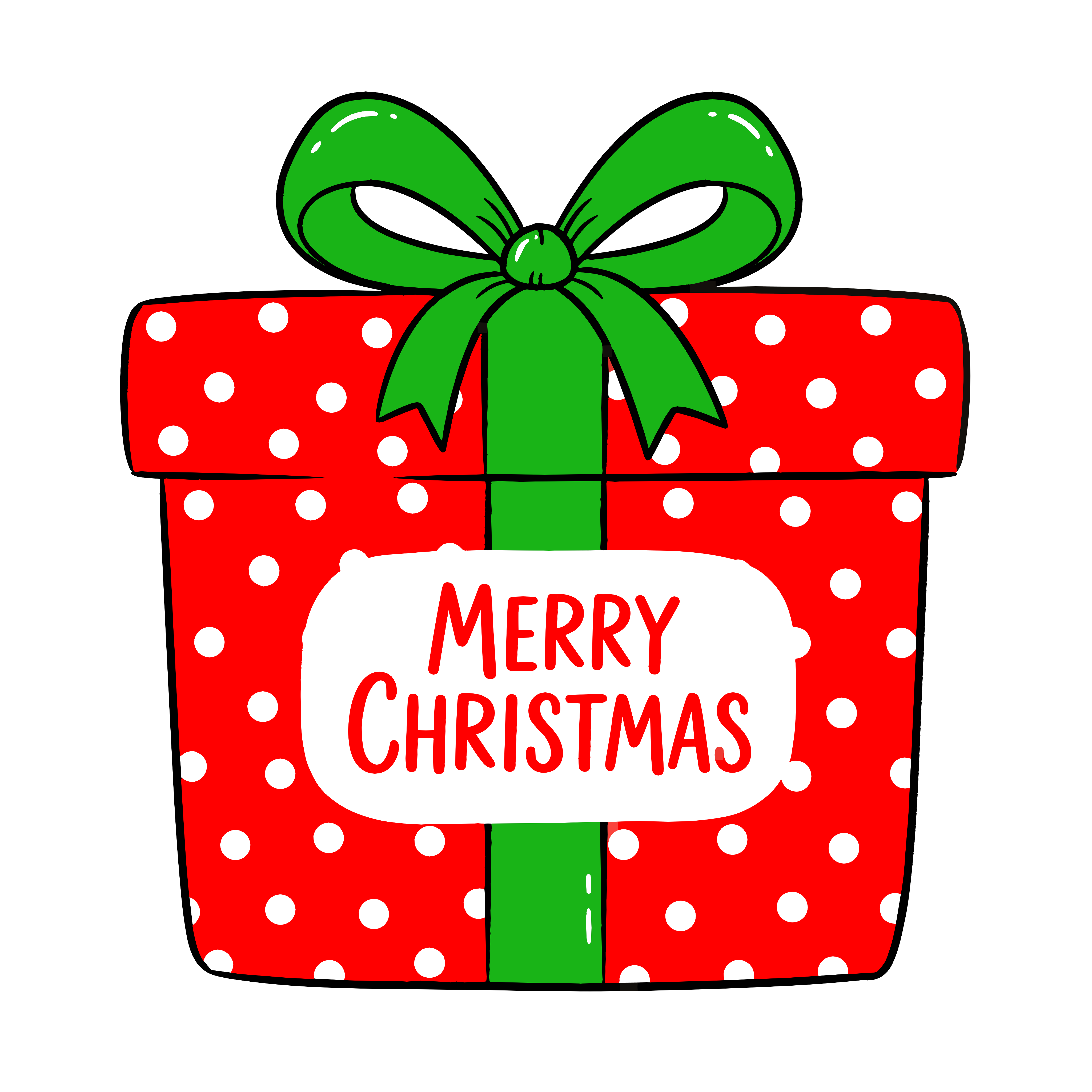 かわいいクリスマスプレゼントのイラスト。簡単で無料の背景透過素材。ダウンロードしてアイコンにも使えます。