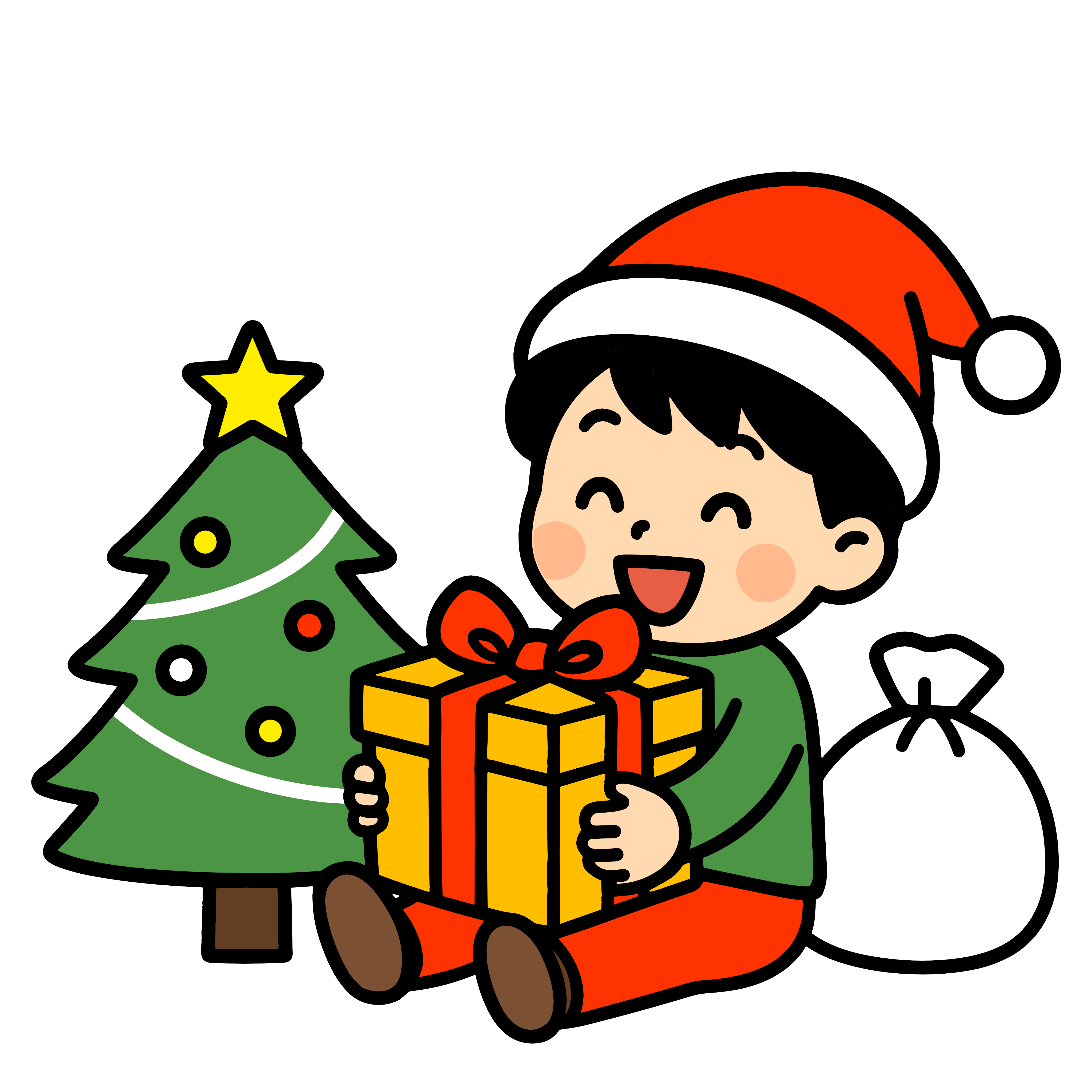 かわいいこどものクリスマスイラスト。簡単で無料のフリー素材。アイコンやダウンロード用途におすすめです。