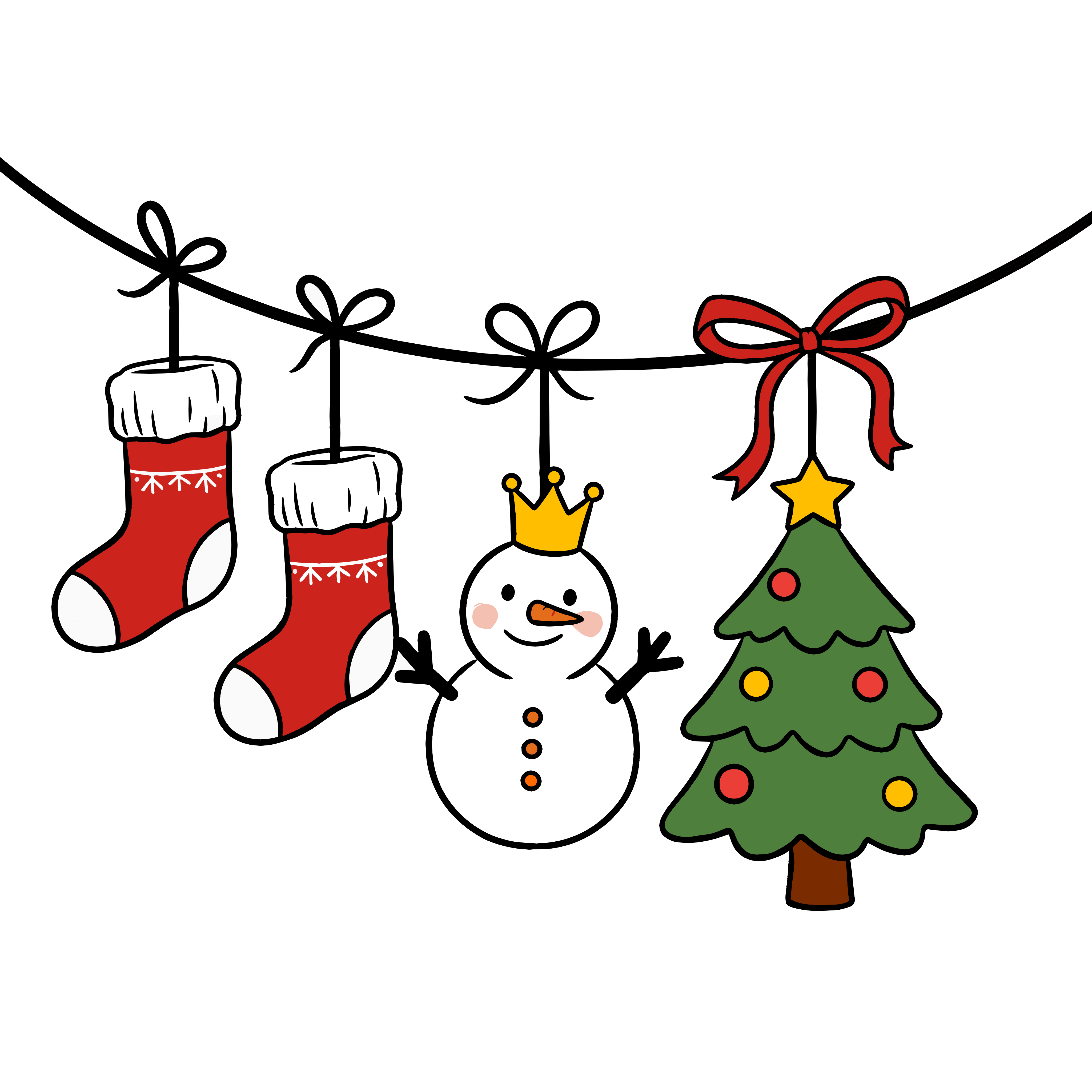 かわいいクリスマス飾りのイラスト。簡単で無料のフリー素材。アイコンやダウンロード用途におすすめです。