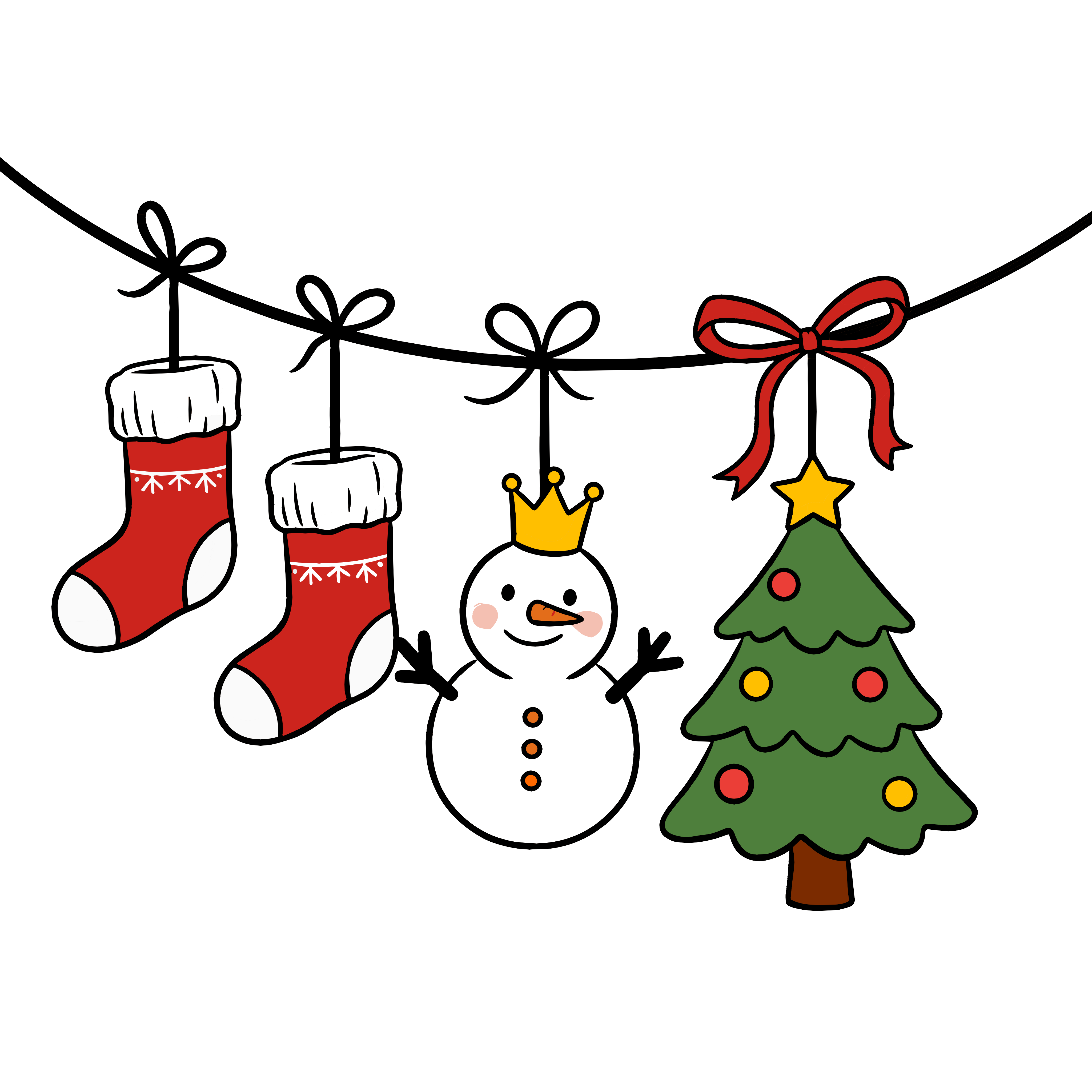 かわいいクリスマス飾りのイラスト。簡単で無料の背景透過素材。ダウンロードしてアイコンにも使えます。