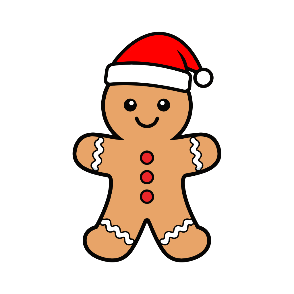 かわいいジンジャーブレッドマンのイラスト。簡単で無料のフリー素材。アイコンやダウンロード用途におすすめです。