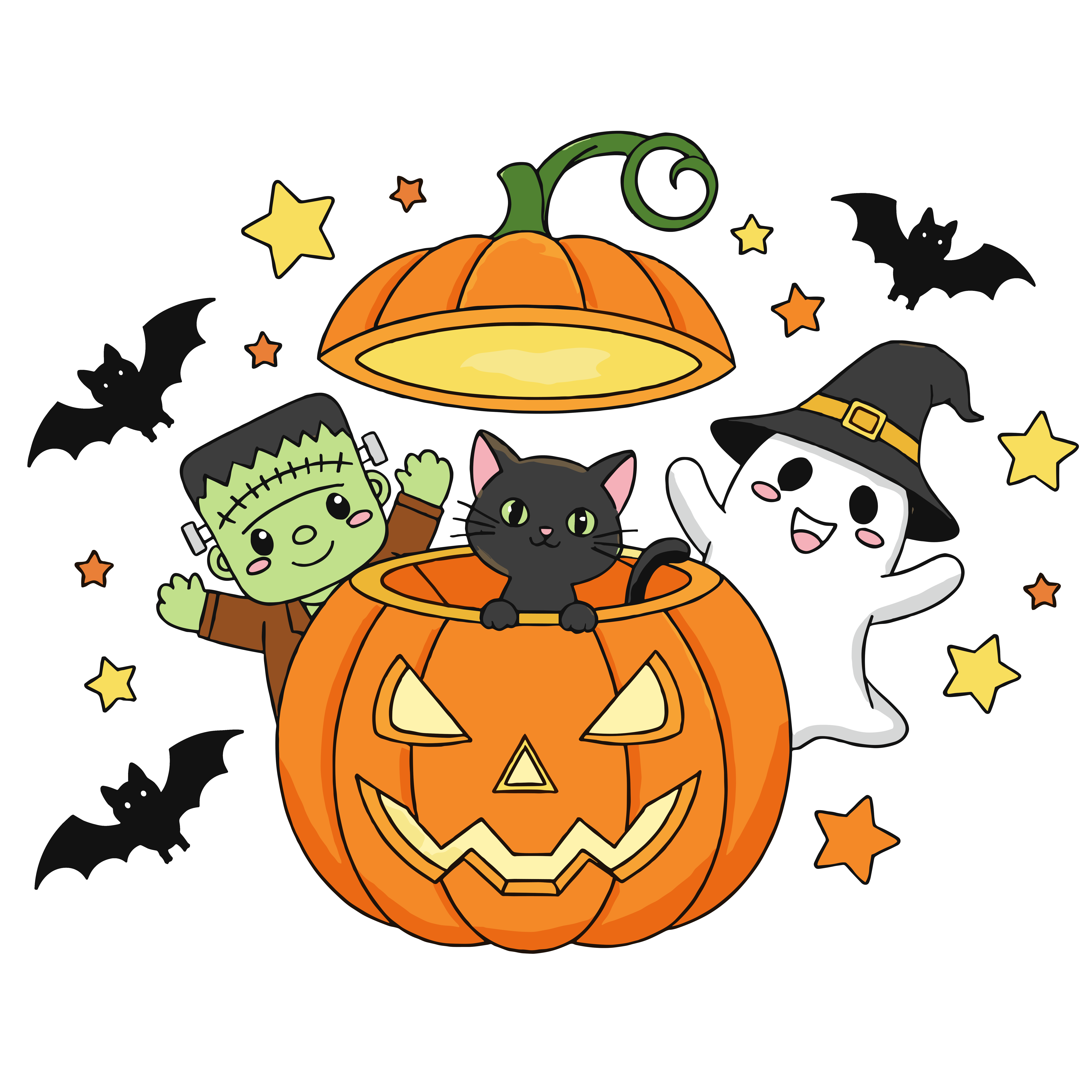 かわいいハロウィンのイラスト。簡単で無料のフリー素材。アイコンやダウンロード用途におすすめです。