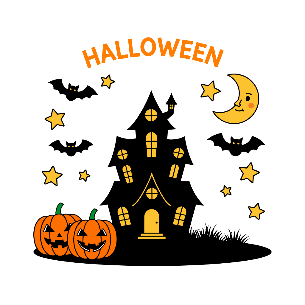 かわいいハロウィンのイラスト。簡単で無料の背景透過素材。ダウンロードしてアイコンにも使えます。