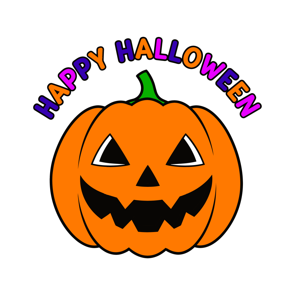 かわいいハロウィンかぼちゃのイラスト。簡単で無料の背景透過素材。ダウンロードしてアイコンにも使えます。