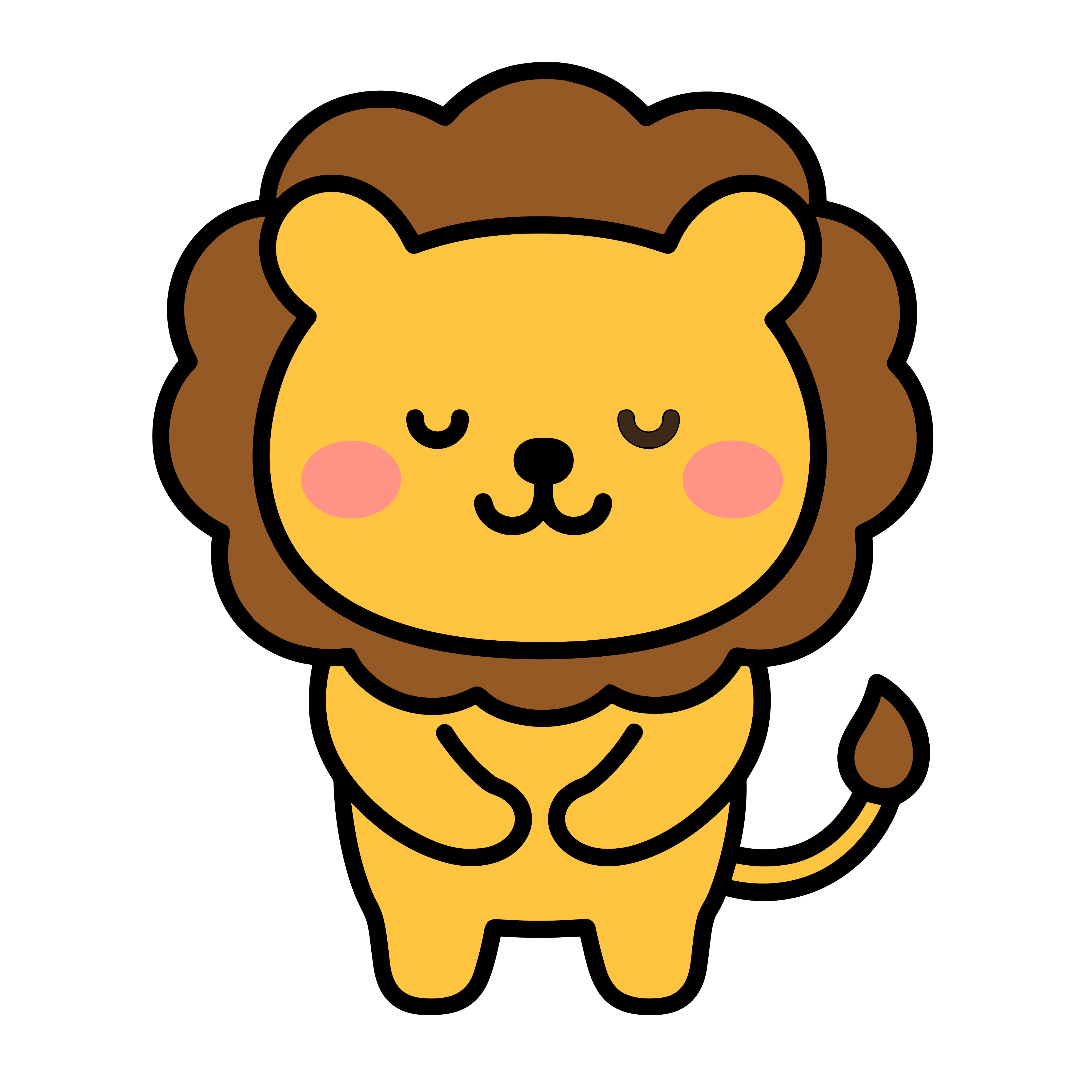 かわいいライオンのおじぎイラスト。簡単で無料のフリー素材。アイコンやダウンロード用途におすすめです。