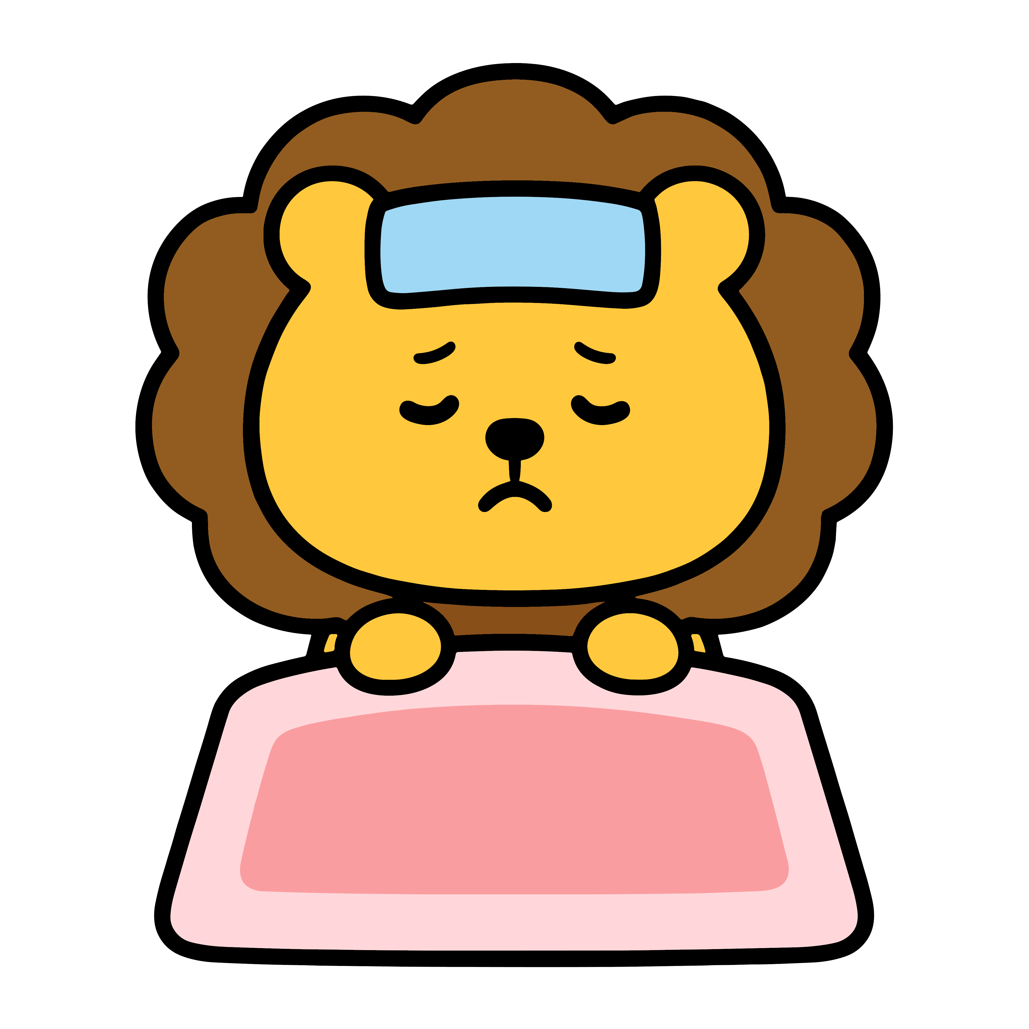 かわいい風邪のライオンイラスト。簡単で無料のフリー素材。アイコンやダウンロード用途におすすめです。