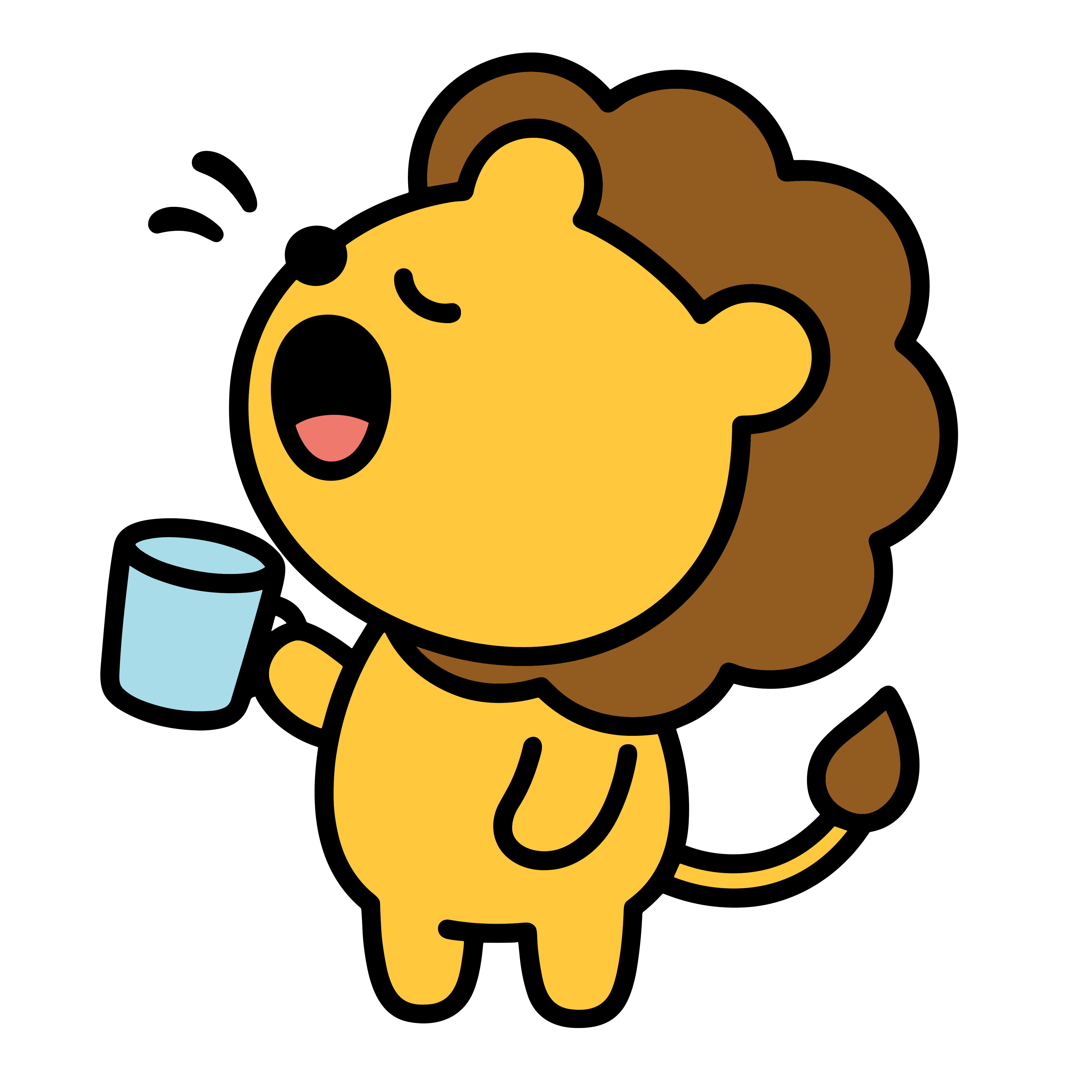 かわいいうがいをしているライオンのイラスト。簡単で無料のフリー素材。アイコンやダウンロード用途におすすめです。