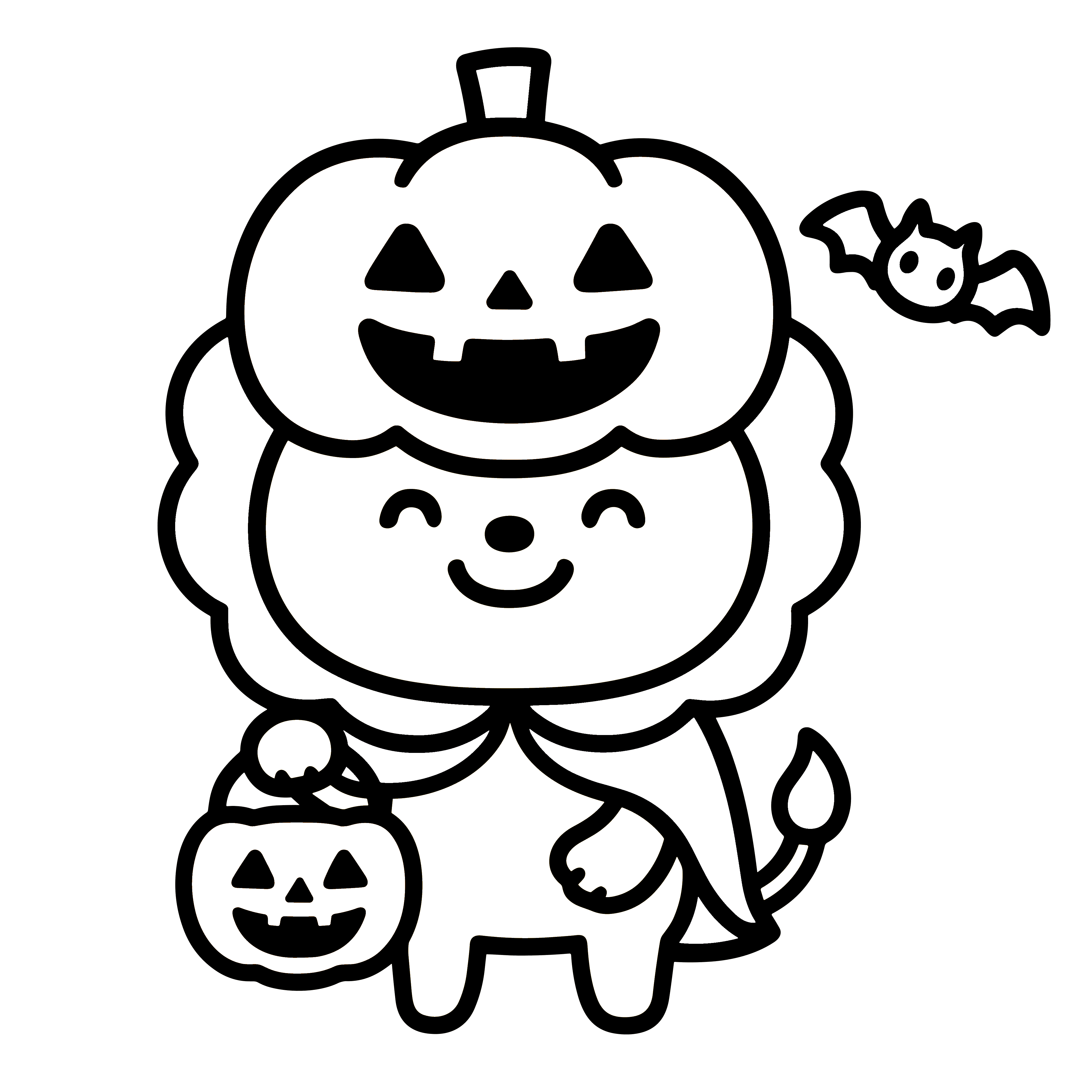 かわいいハロウィンの仮装をしているライオンのイラスト。簡単で無料の白黒(モノクロ)素材。ダウンロードして使えるアイコンです。