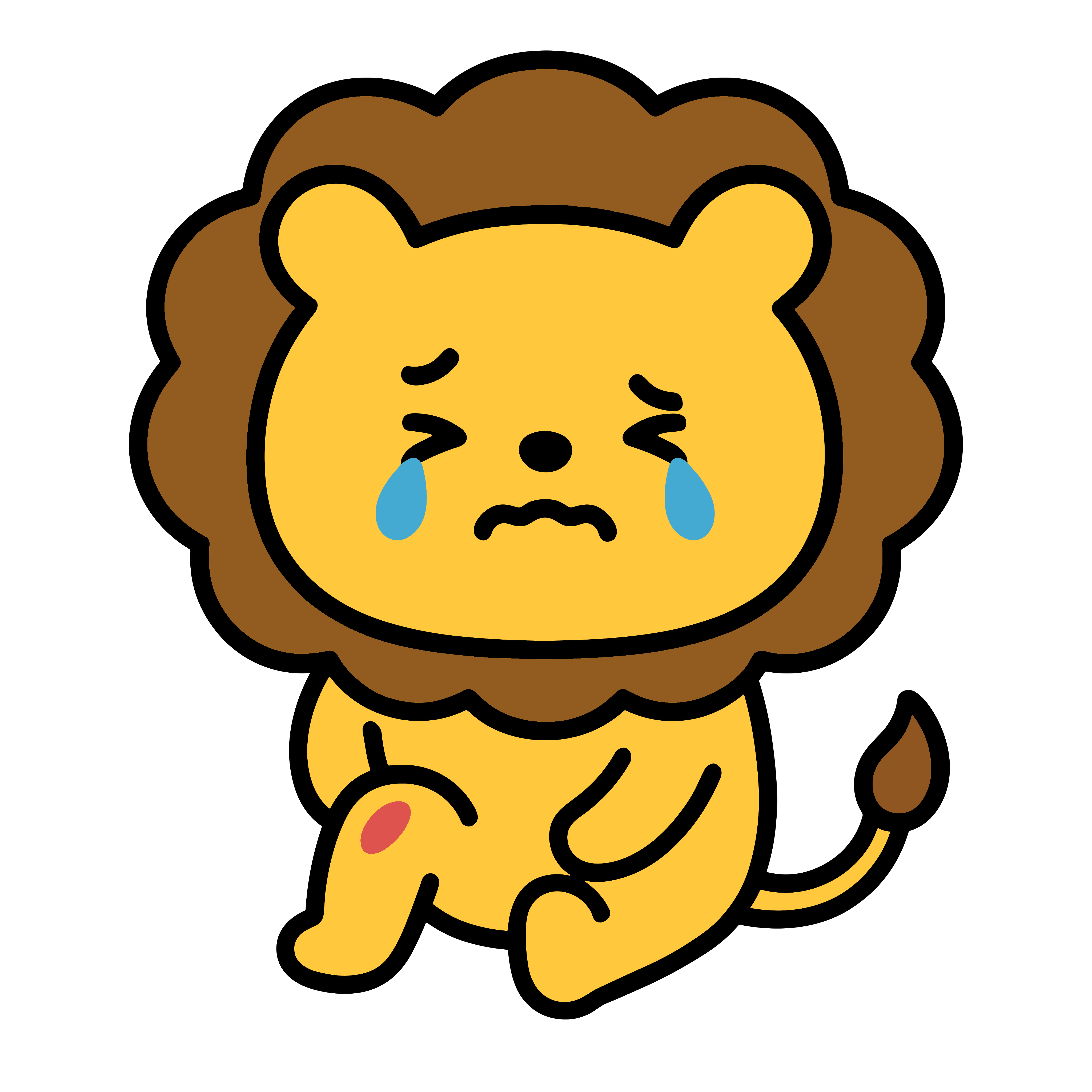 かわいいけがをしたライオンのイラスト。簡単で無料のフリー素材。アイコンやダウンロード用途におすすめです。