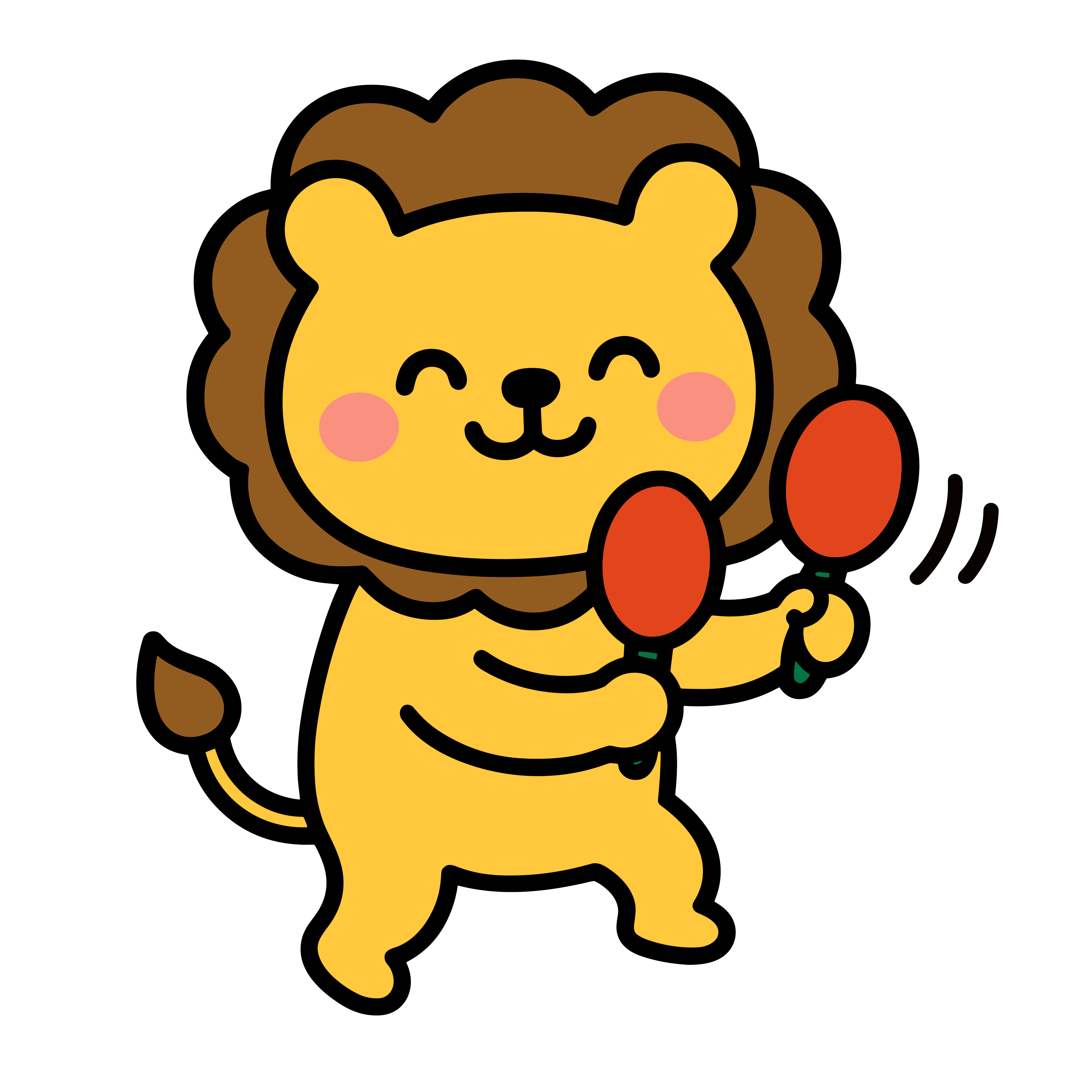 かわいいライオンのイラスト。簡単で無料の背景透過素材。ダウンロードしてアイコンにも使えます。
