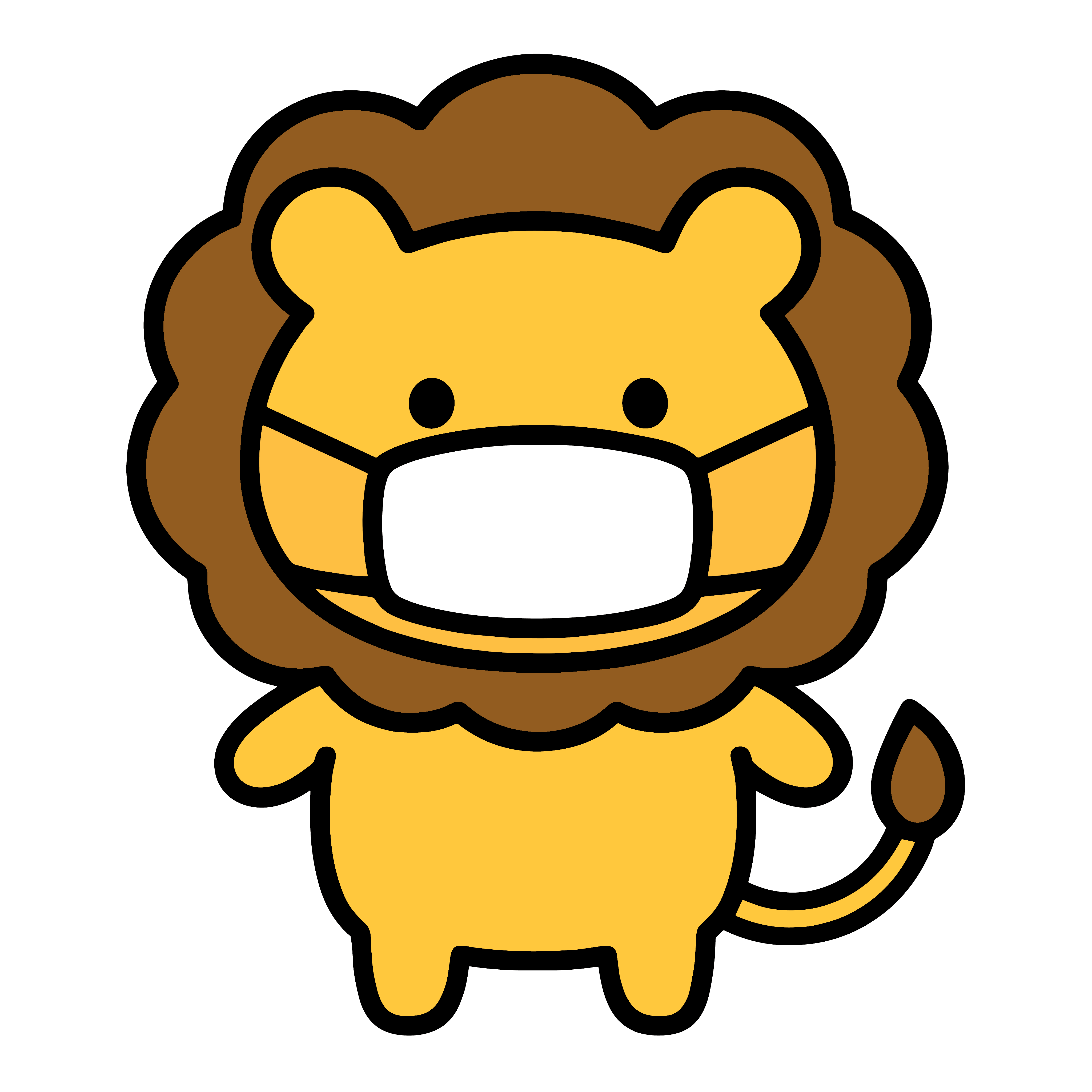 かわいいマスクライオンのイラスト。簡単で無料のフリー素材。アイコンやダウンロード用途におすすめです。