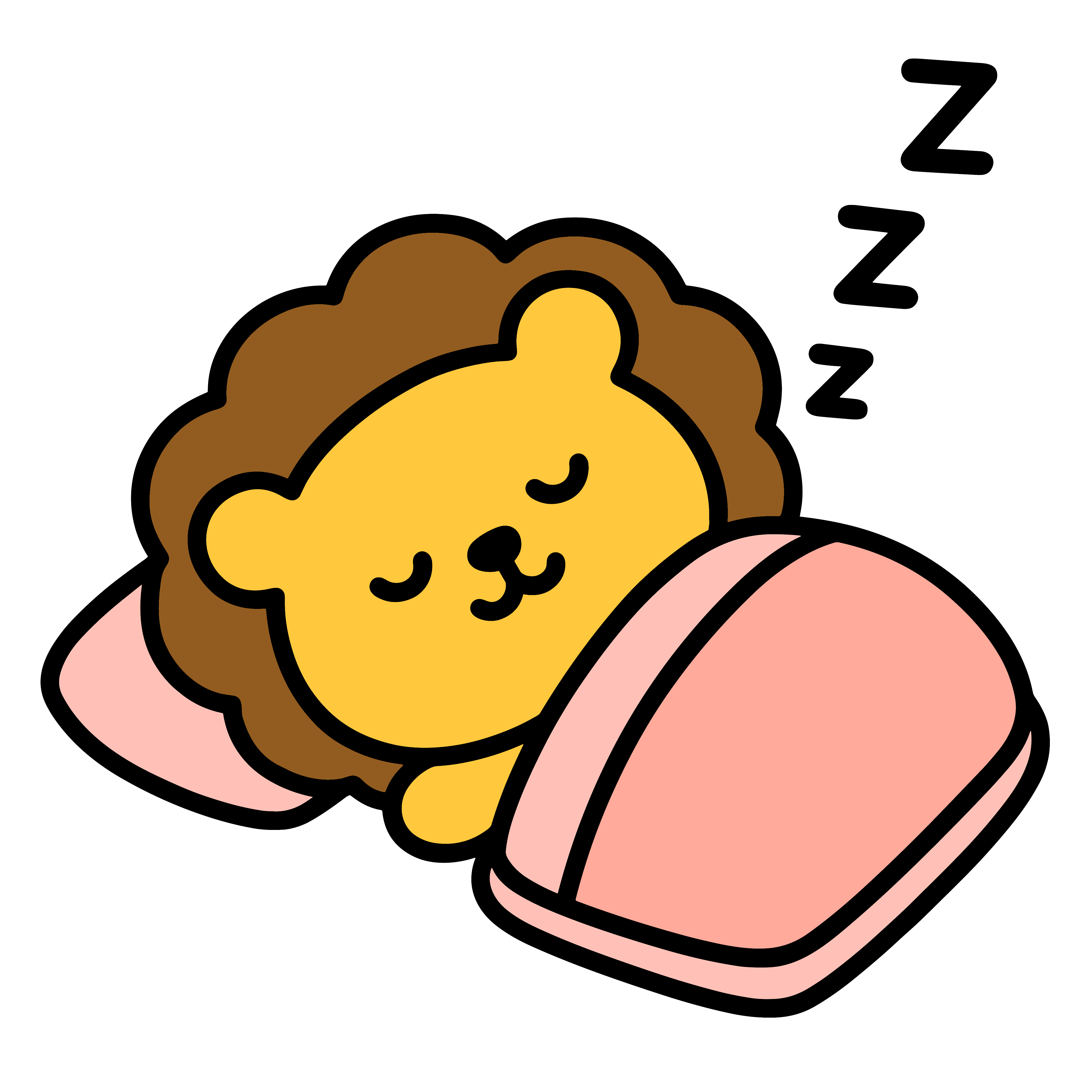 かわいいお昼寝ライオンのイラスト。簡単で無料のフリー素材。アイコンやダウンロード用途におすすめです。