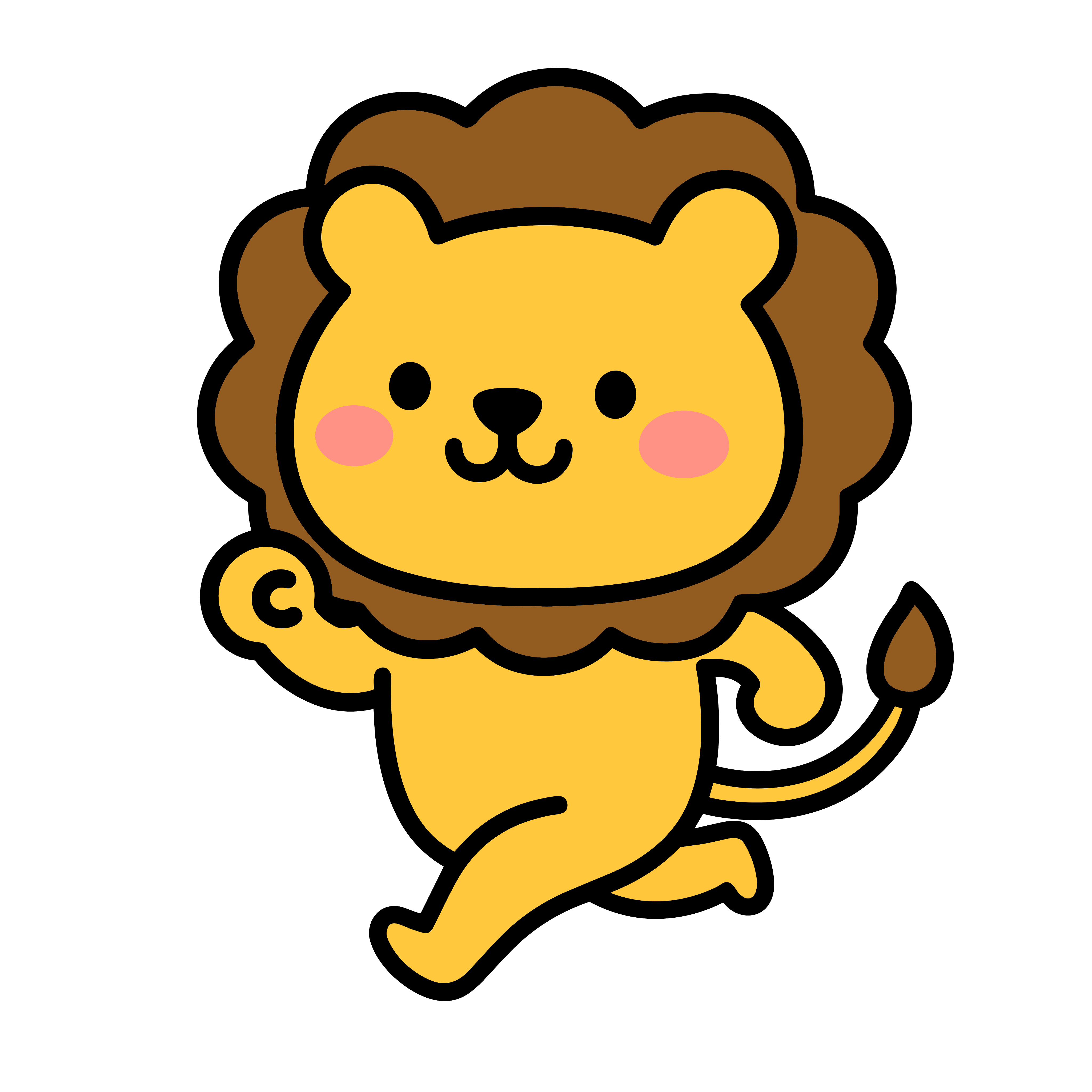かわいいライオンのイラスト。簡単で無料のフリー素材。アイコンやダウンロード用途におすすめです。