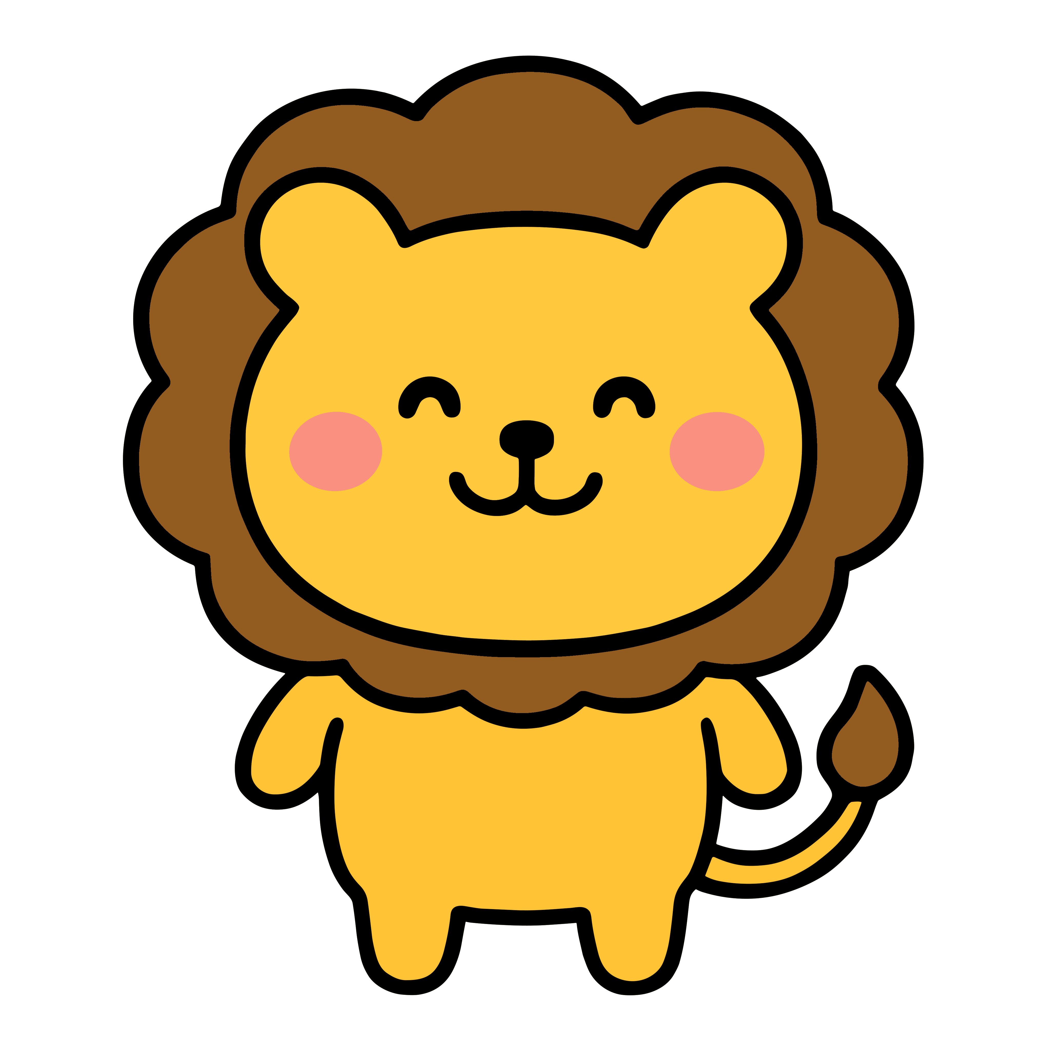 かわいいライオンのにっこりイラスト。簡単で無料のフリー素材。アイコンやダウンロード用途におすすめです。