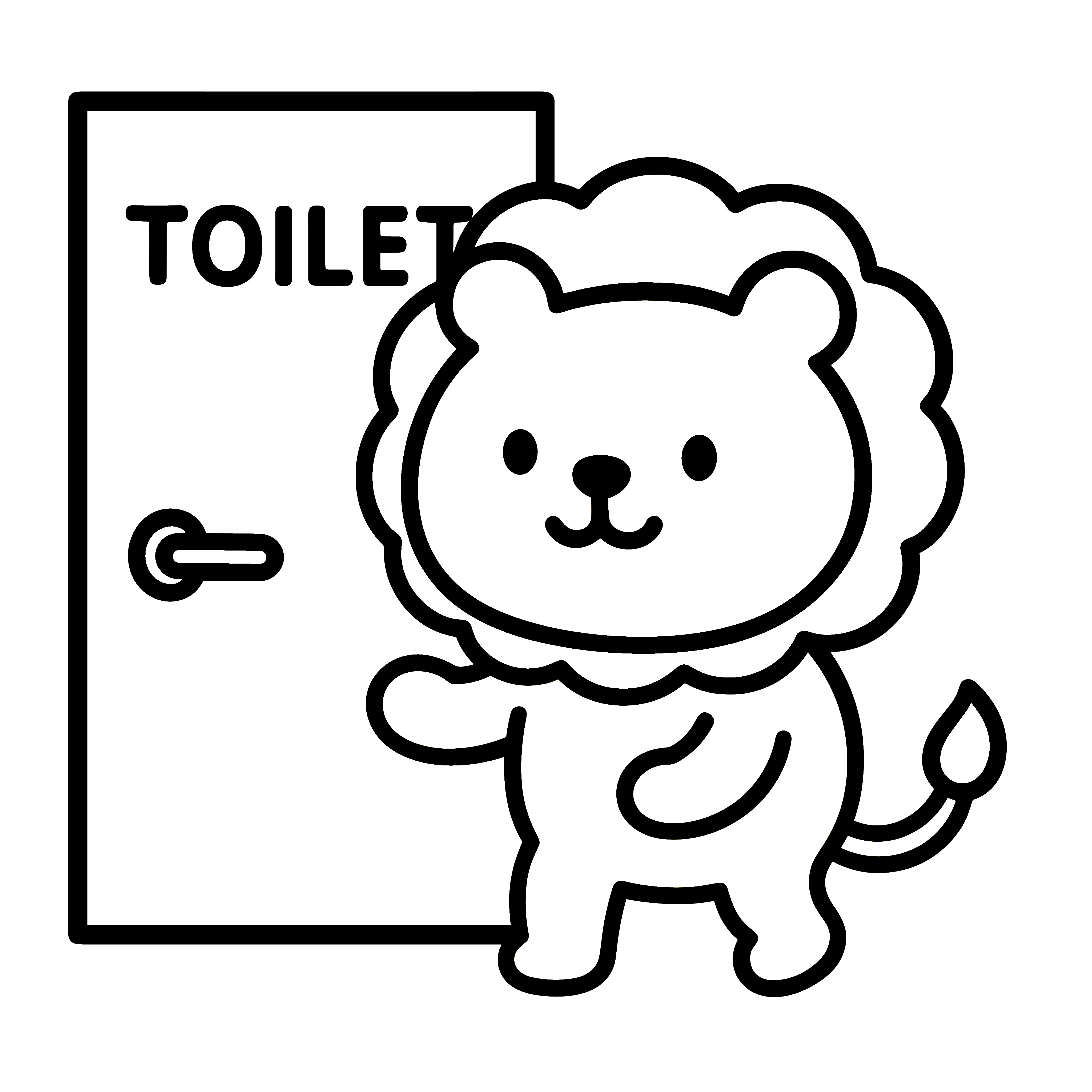 かわいいライオンのイラスト。簡単で無料の白黒(モノクロ)素材。ダウンロードして使えるアイコンです。