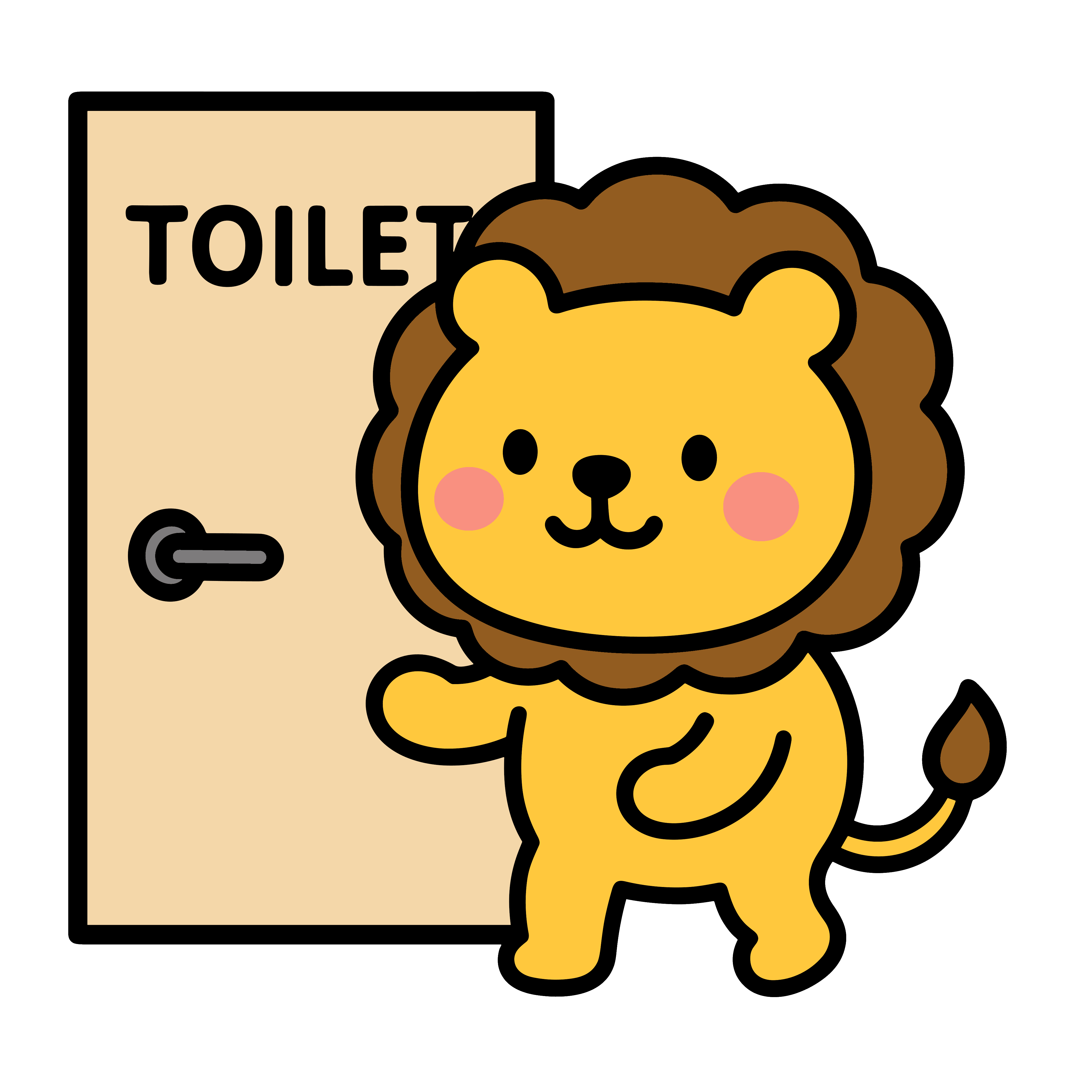 かわいいライオンのイラスト。簡単で無料の背景透過素材。ダウンロードしてアイコンにも使えます。