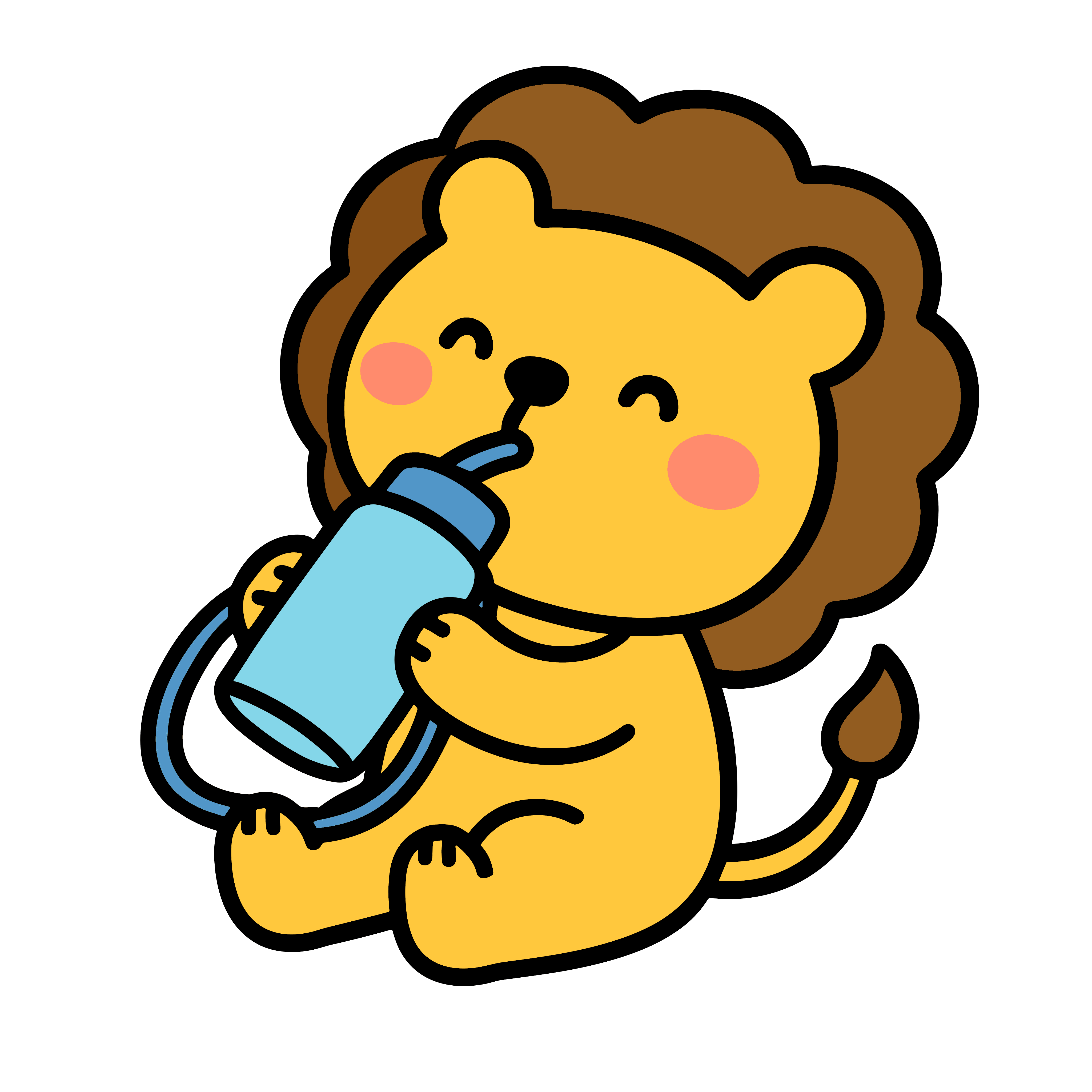 かわいいライオンの水筒イラスト。簡単で無料のフリー素材。アイコンやダウンロード用途におすすめです。