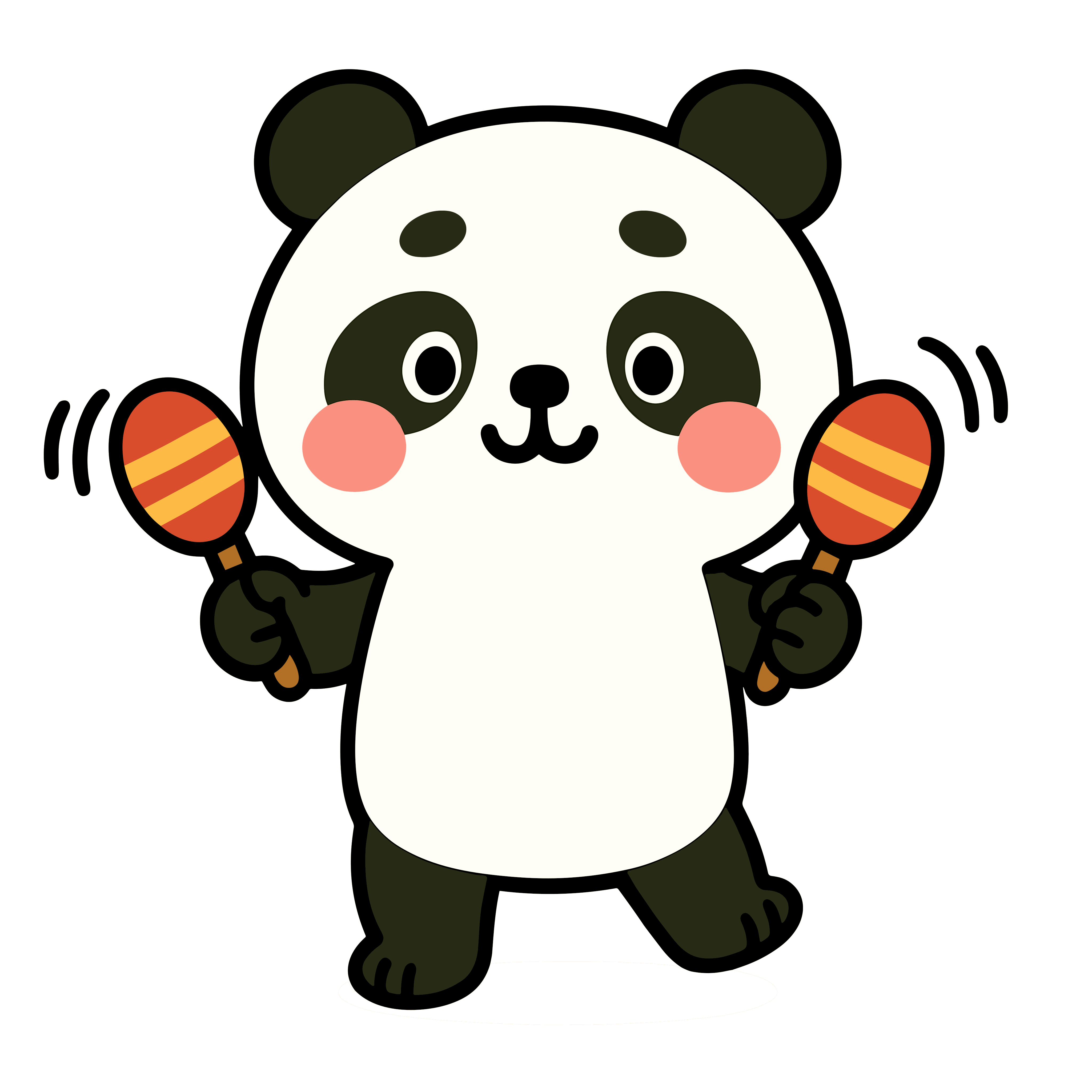 マラカスをふるかわいいパンダのイラスト。簡単で無料のフリー素材。アイコンやダウンロード用途におすすめです。