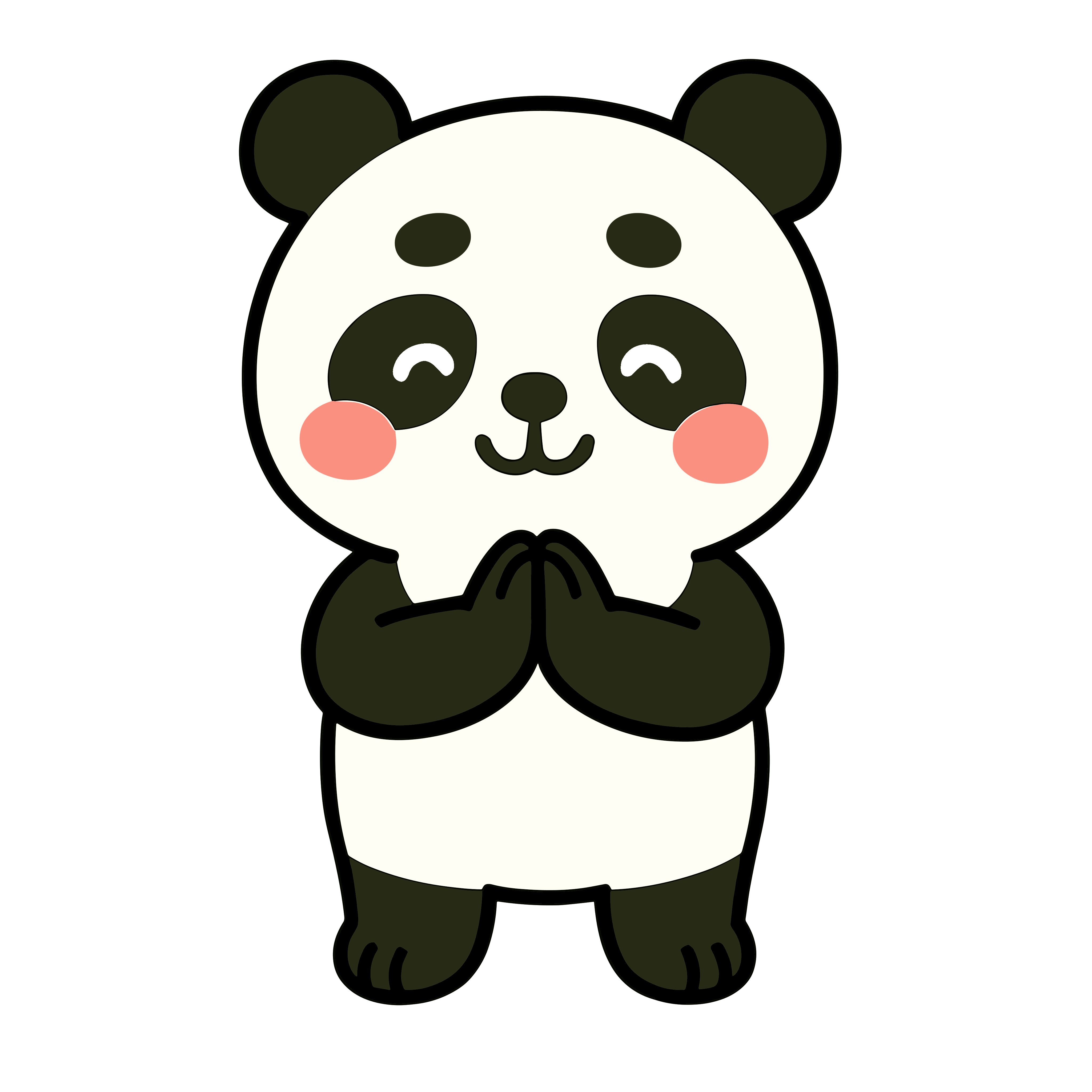 いただきます・ごちそうさまをするかわいいパンダのイラスト。簡単で無料のフリー素材。アイコンやダウンロード用途におすすめです。