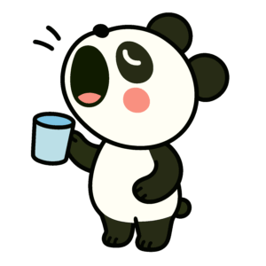 うがいをするかわいいパンダのイラスト。風邪予防や衛生管理に役立つフリー素材です。