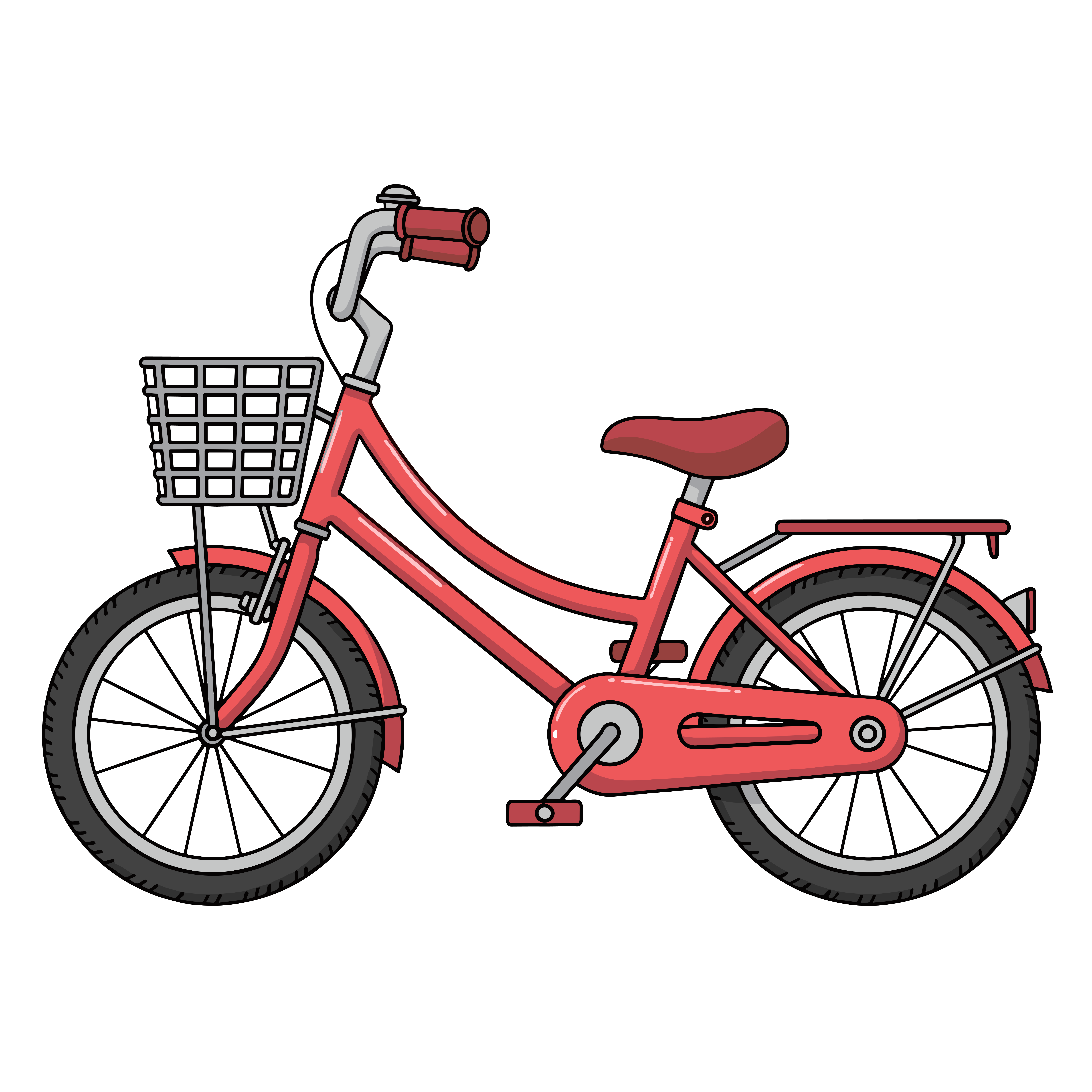 かわいい赤い自転車のイラスト。簡単で無料のフリー素材。アイコンやダウンロード用途におすすめです。