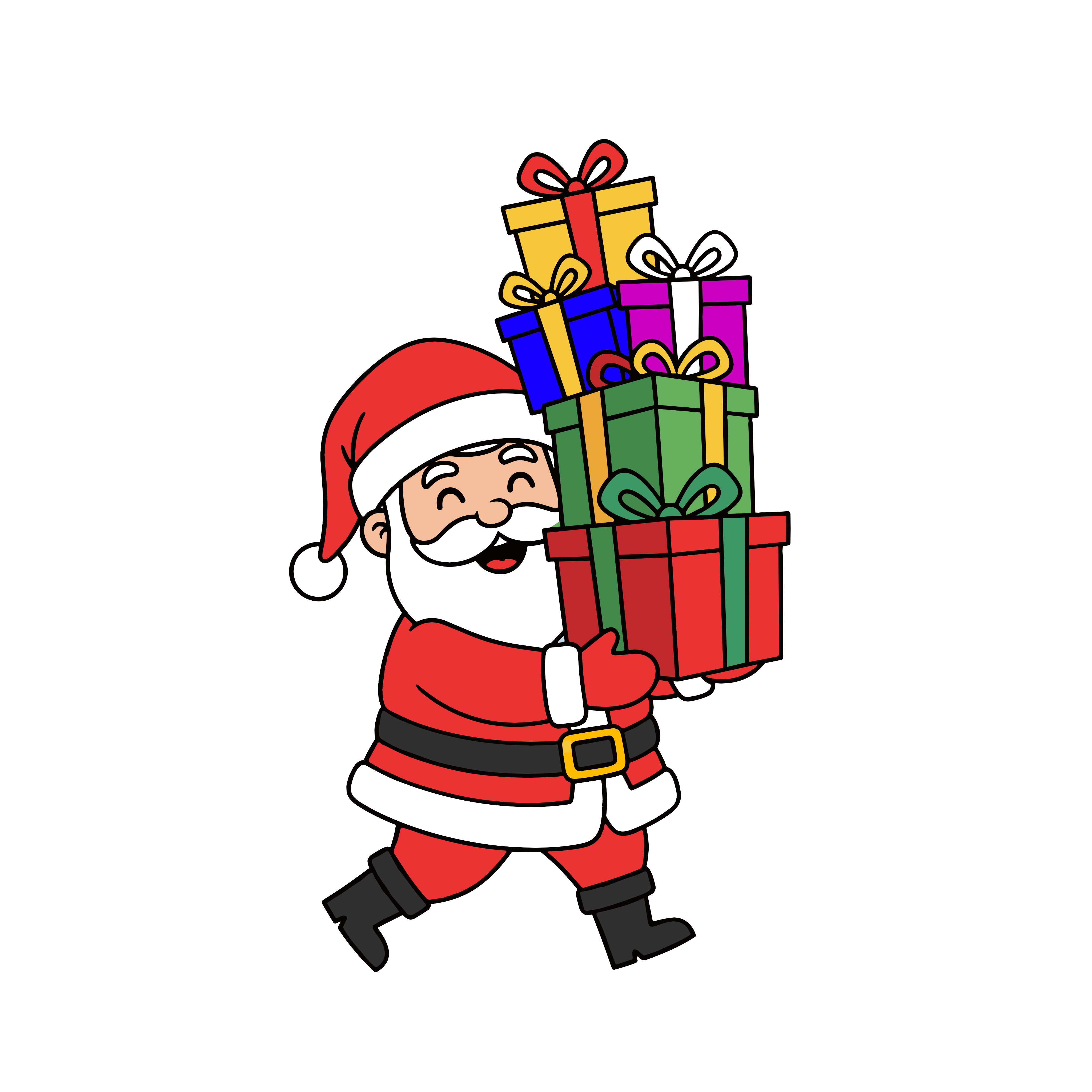 かわいいサンタクロースのイラスト。簡単で無料の背景透過素材。ダウンロードしてアイコンにも使えます。
