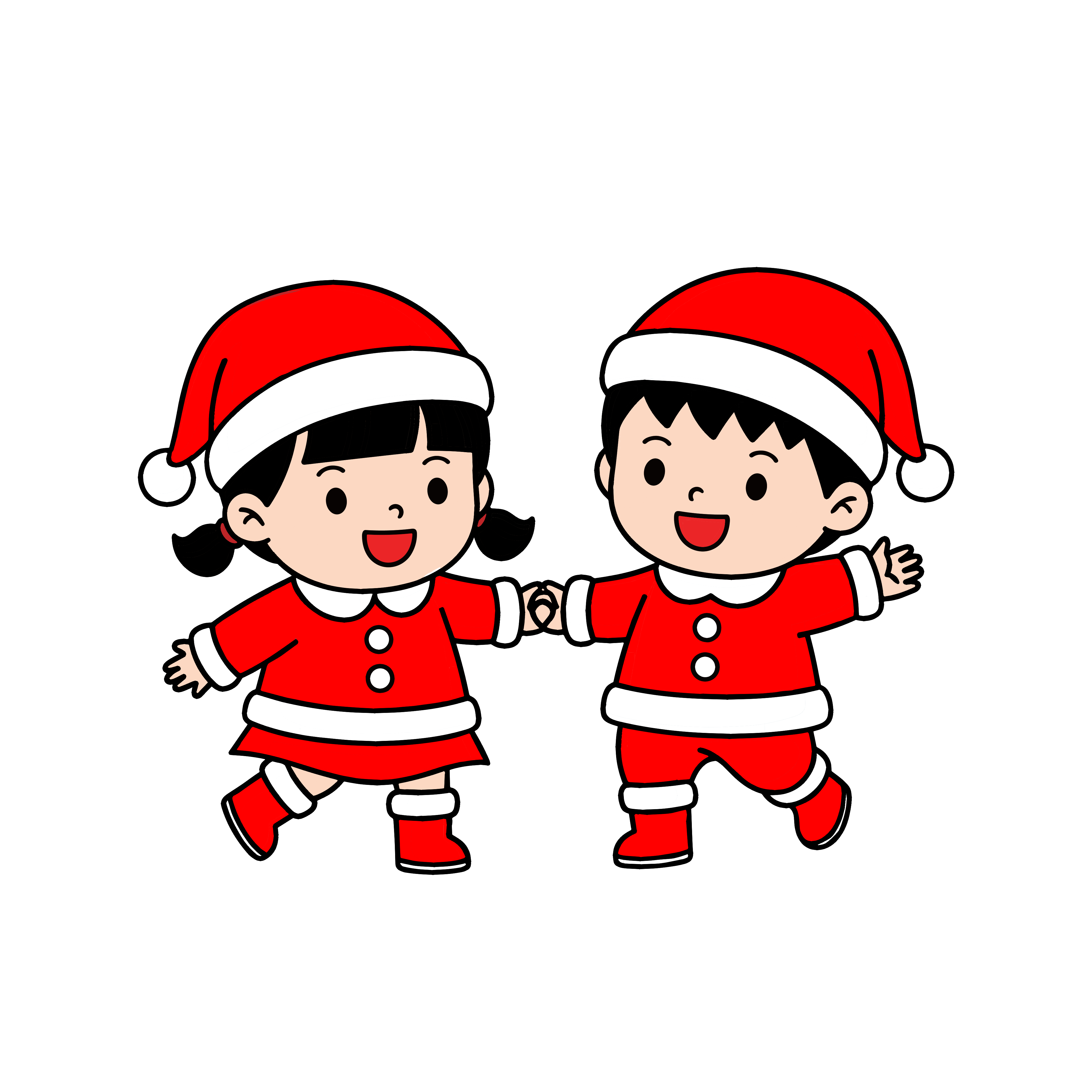 かわいいサンタ服の園児イラスト。簡単で無料のフリー素材。アイコンやダウンロード用途におすすめです。