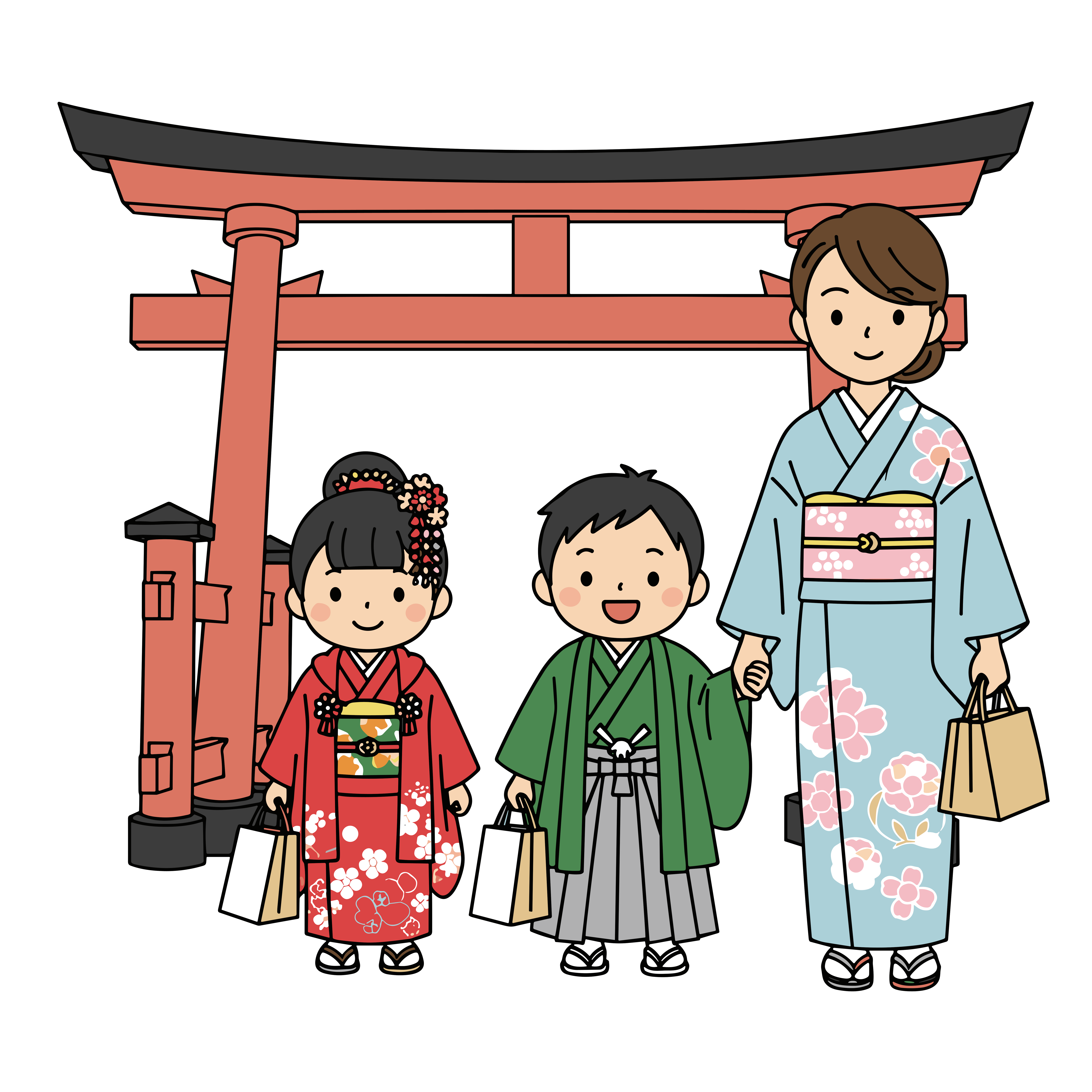 かわいい七五三のイラスト。簡単で無料のフリー素材。アイコンやダウンロード用途におすすめです。