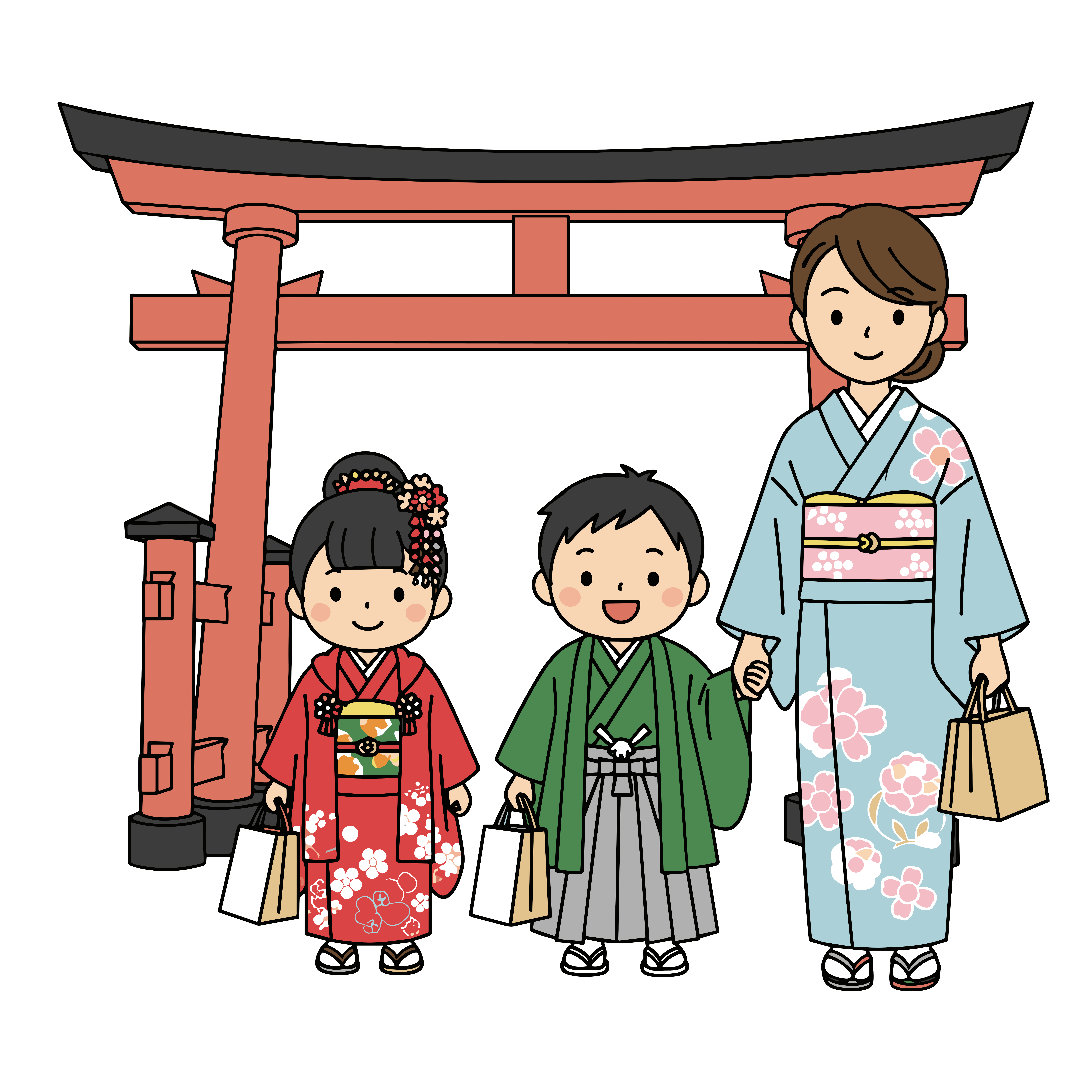 かわいい七五三のイラスト。簡単で無料の背景透過素材。ダウンロードしてアイコンにも使えます。