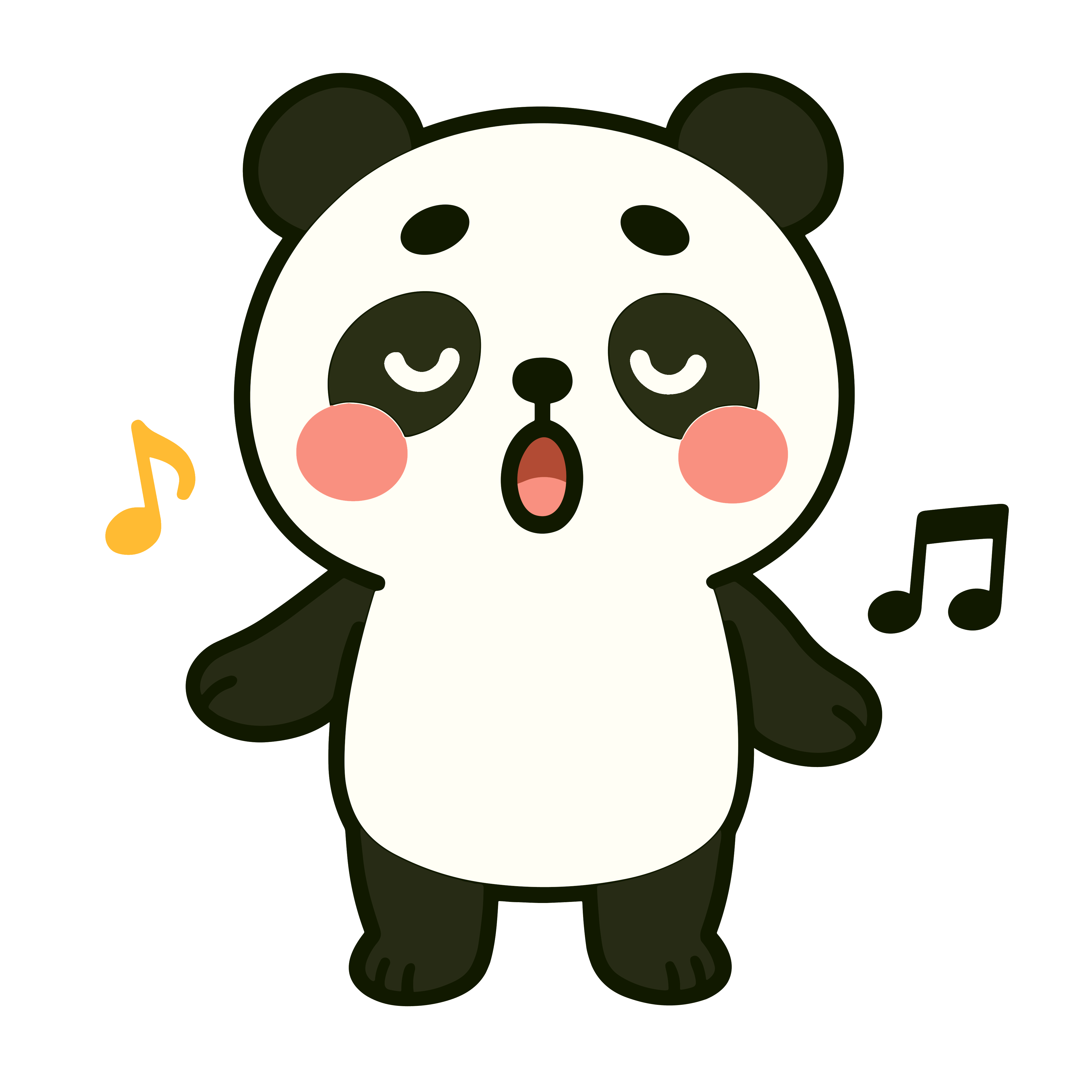 お歌を歌うかわいいパンダのイラスト。簡単で無料のフリー素材。アイコンやダウンロード用途におすすめです。