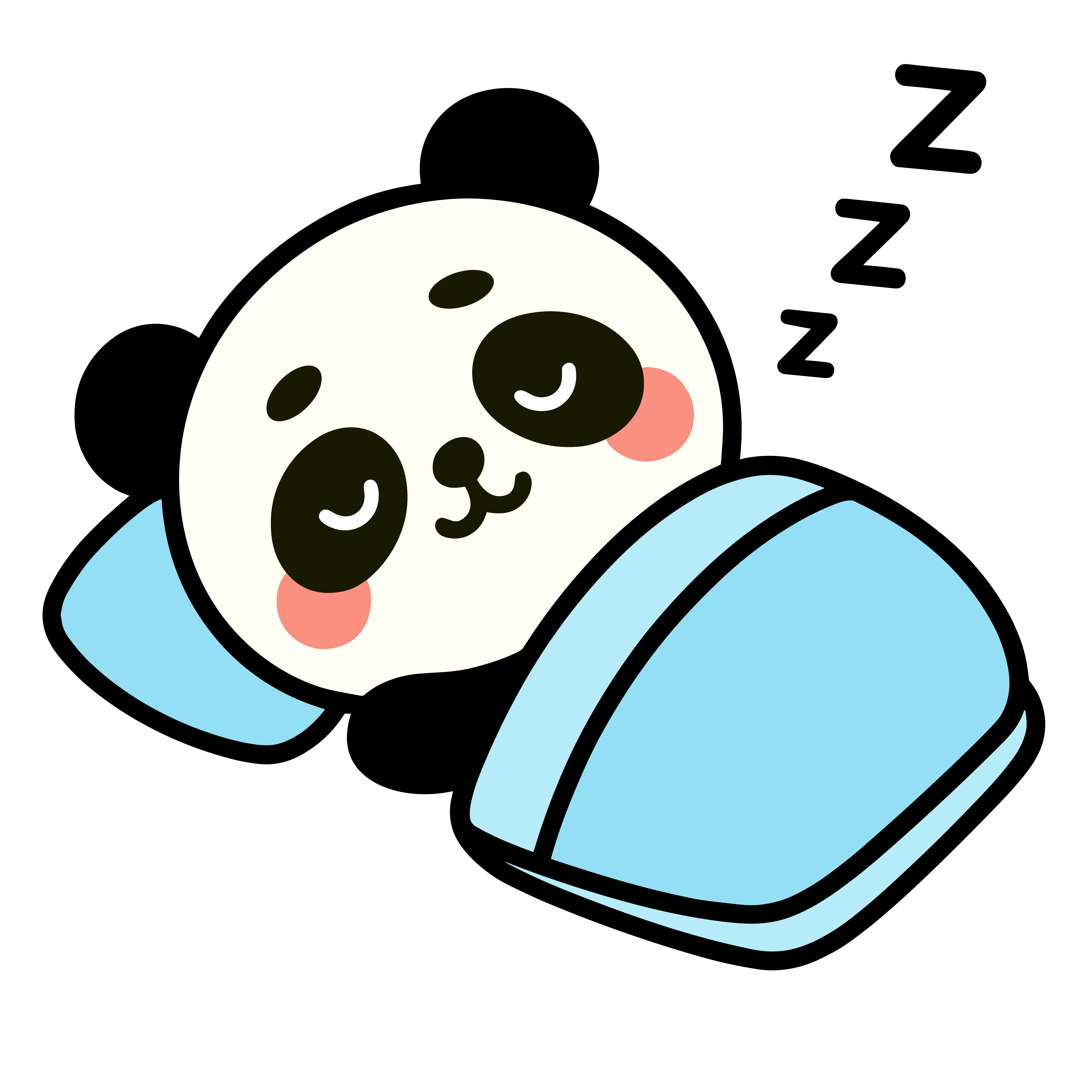 お昼寝するかわいいパンダのイラスト。簡単で無料のフリー素材。アイコンやダウンロード用途におすすめです。