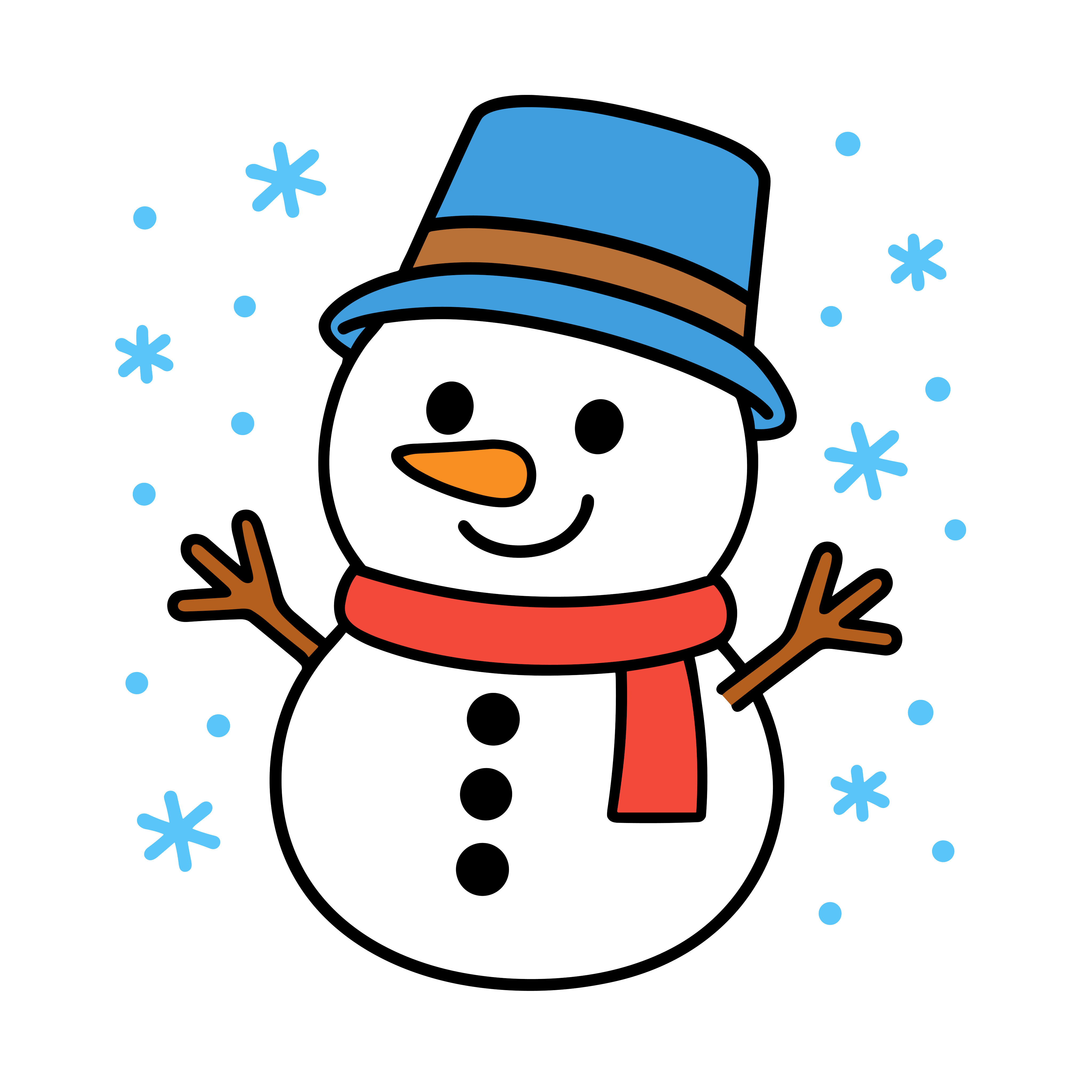 かわいい雪だるまのイラスト。簡単で無料のフリー素材。アイコンやダウンロード用途におすすめです。