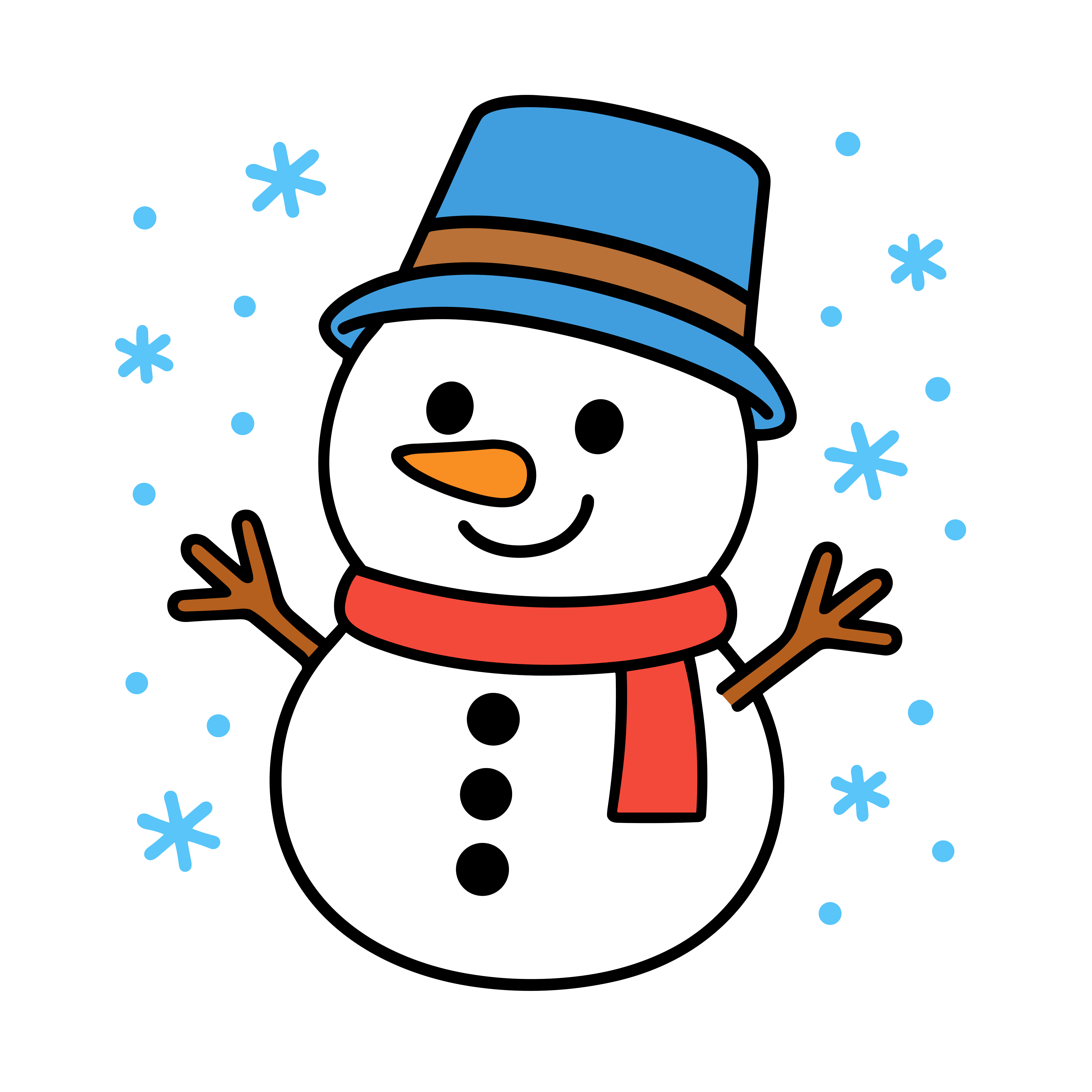 かわいい雪だるまのイラスト。簡単で無料の背景透過素材。ダウンロードしてアイコンにも使えます。