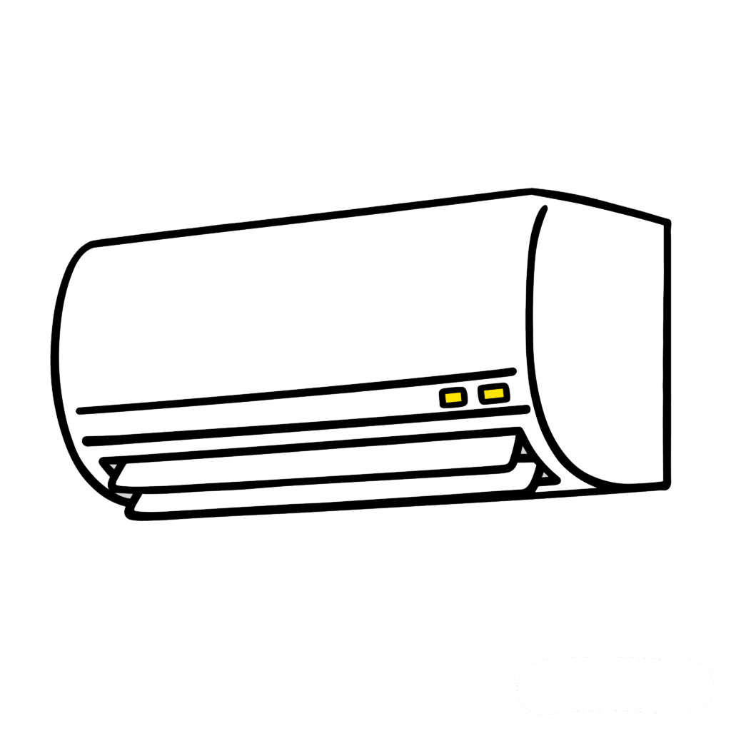 かわいいエアコンのイラスト素材。簡単・無料でダウンロードできるアイコンタイプのフリー素材です。