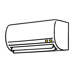 かわいいエアコンのイラスト素材。簡単・無料でダウンロードできるアイコンタイプのフリー素材です。