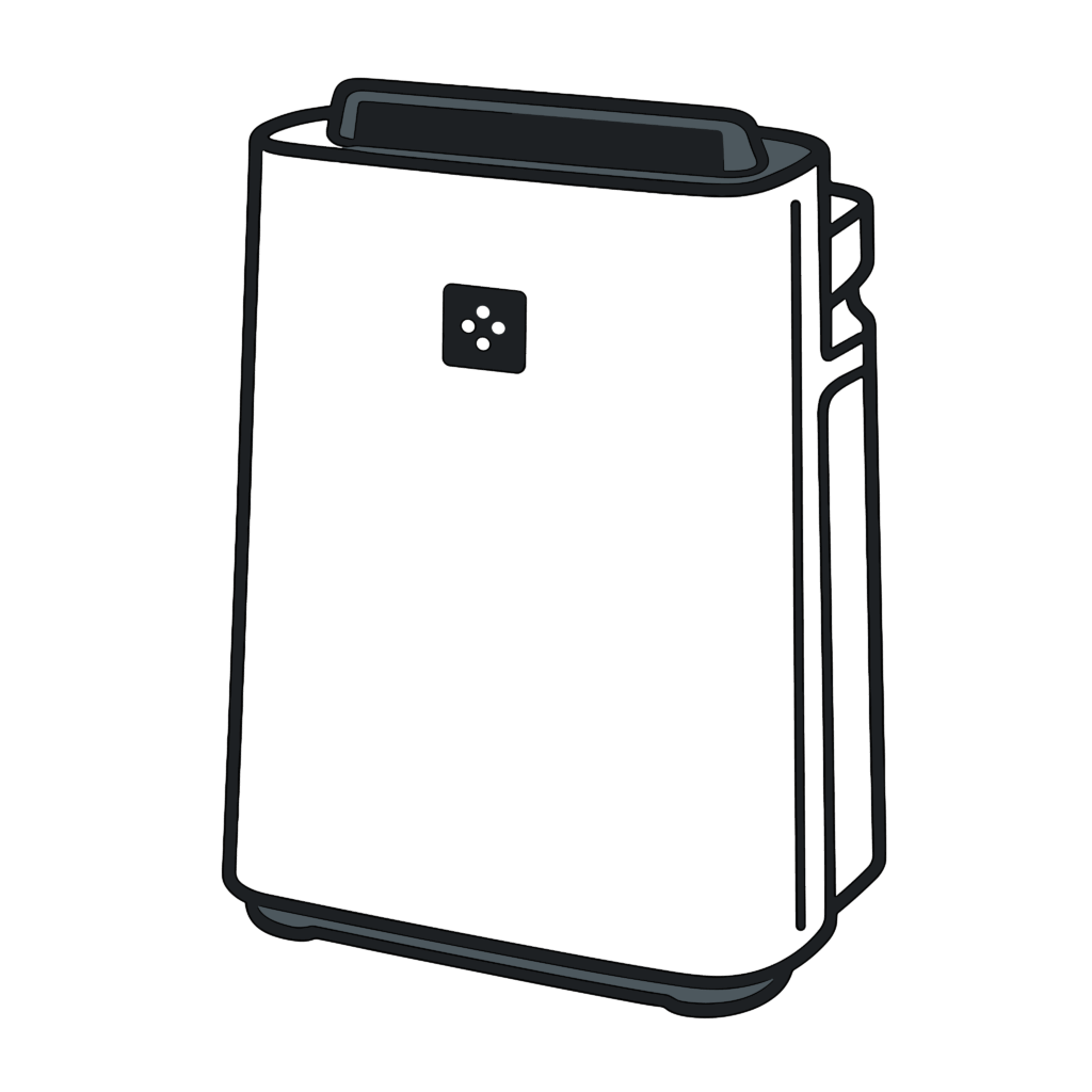 かわいい空気清浄機のイラスト素材。簡単・無料でダウンロードできるアイコンタイプのフリー素材です。