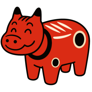 かわいい赤べこのイラスト素材。簡単・無料でダウンロードできるアイコンタイプのフリー素材です。