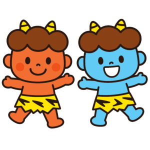 かわいい赤鬼と青鬼の節分イラスト素材。簡単・無料でダウンロードできるアイコンタイプのフリー素材です。