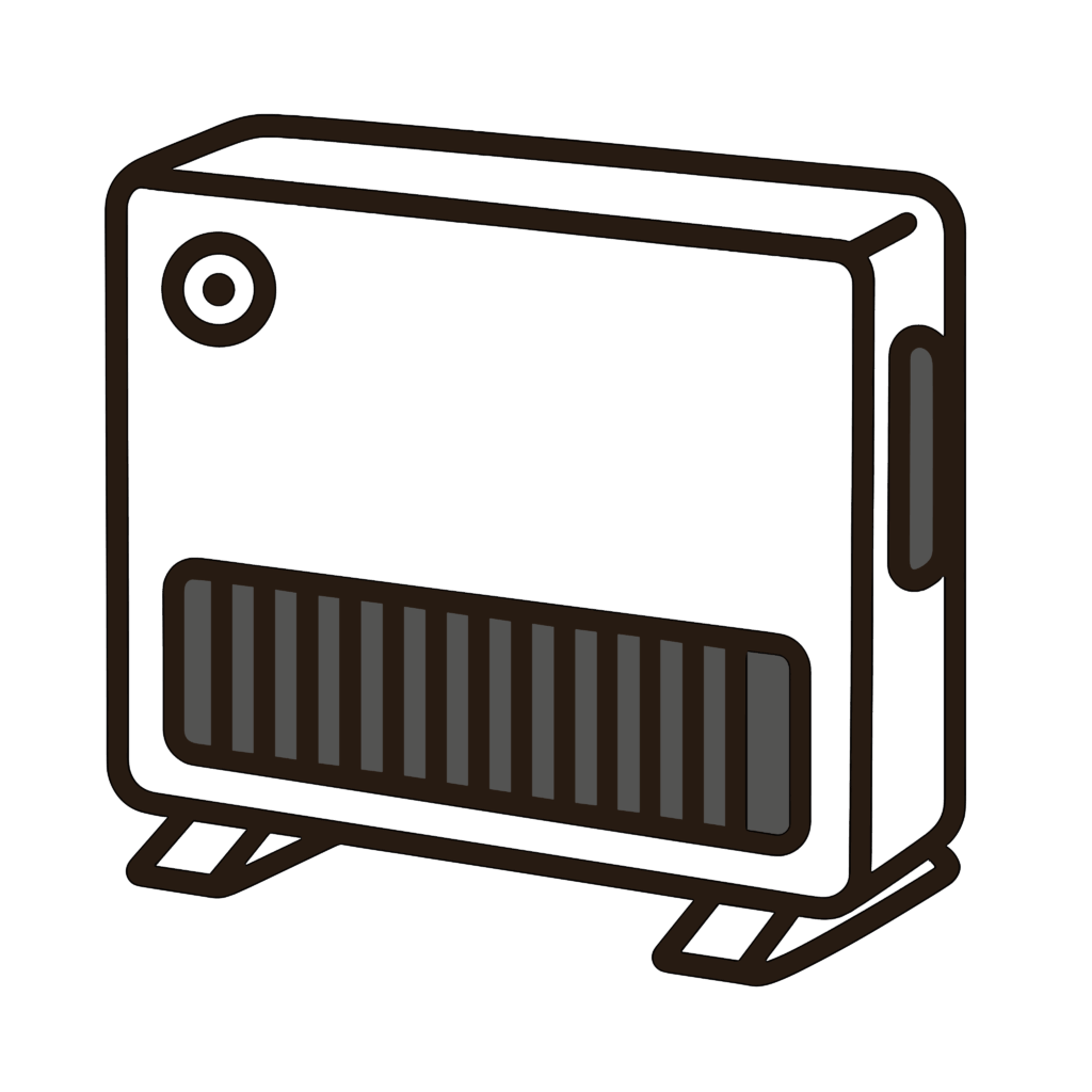 かわいいセラミックヒーターのイラスト素材。簡単・無料でダウンロードできるアイコンタイプのフリー素材です。