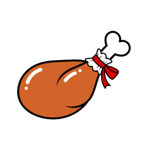 かわいいチキンレッグのイラスト素材。簡単・無料でダウンロードできるアイコンタイプのフリー素材です。