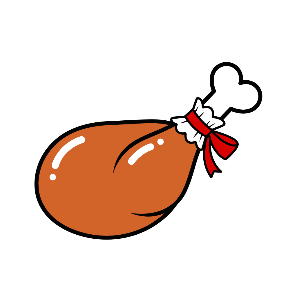 かわいいチキンレッグのイラスト素材。簡単・無料でダウンロードできるアイコンタイプのフリー素材です。