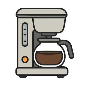 かわいいコーヒーメーカーのイラスト素材。簡単・無料でダウンロードできるアイコンタイプのフリー素材です。