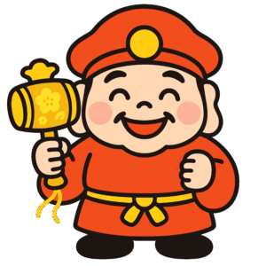 かわいい大黒天のイラスト素材。簡単・無料でダウンロードできるアイコンタイプのフリー素材です。