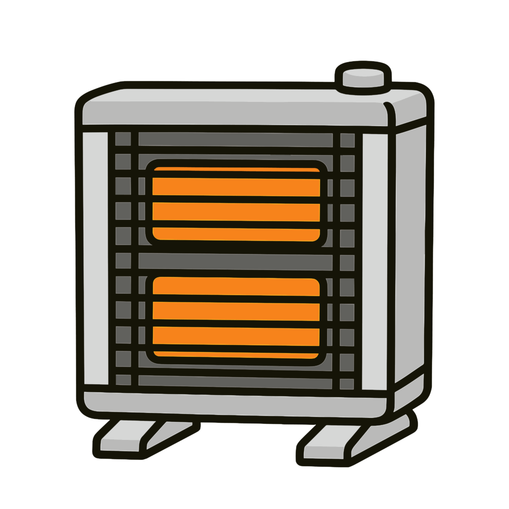 かわいい電気ストーブのイラスト素材。簡単・無料でダウンロードできるアイコンタイプのフリー素材です。