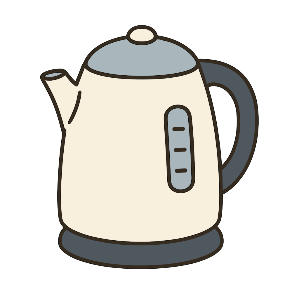 かわいい電気ケトルのイラスト素材。簡単・無料でダウンロードできるアイコンタイプのフリー素材です。