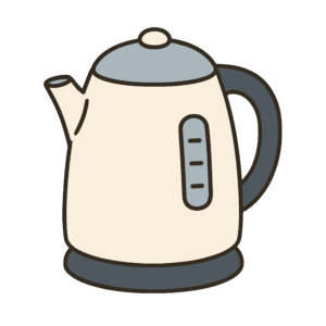 かわいい電気ケトルのイラスト素材。簡単・無料でダウンロードできるアイコンタイプのフリー素材です。