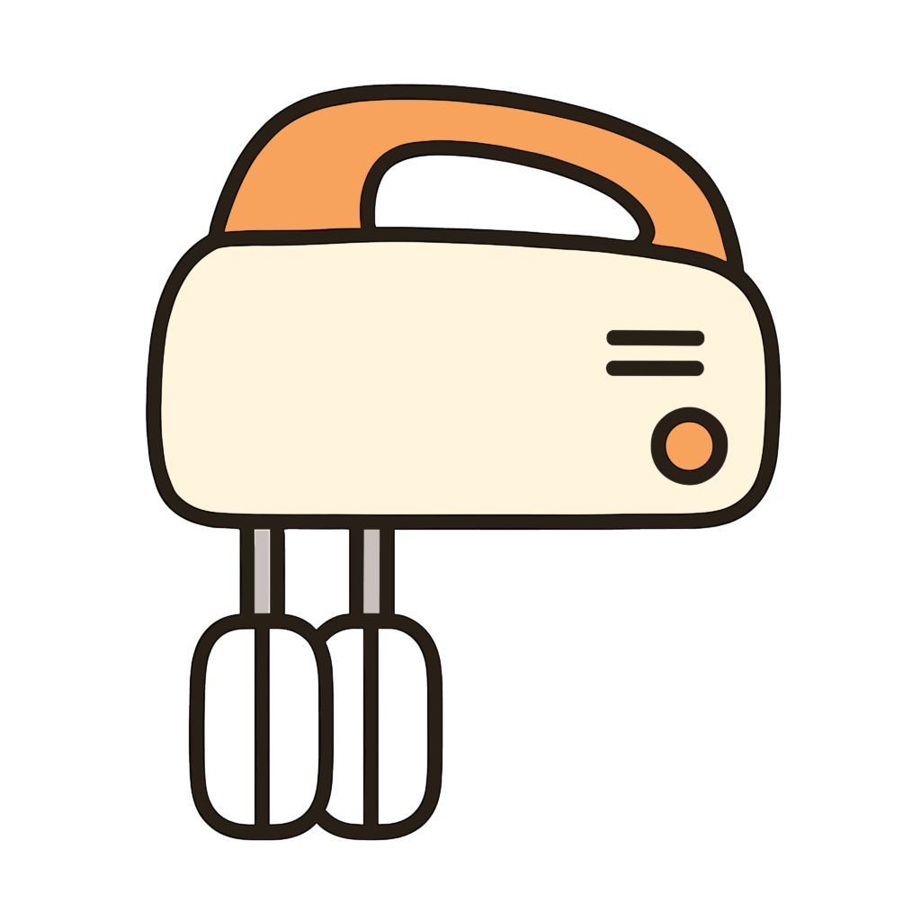 かわいいハンドミキサーのイラスト素材。簡単・無料でダウンロードできるアイコンタイプのフリー素材です。