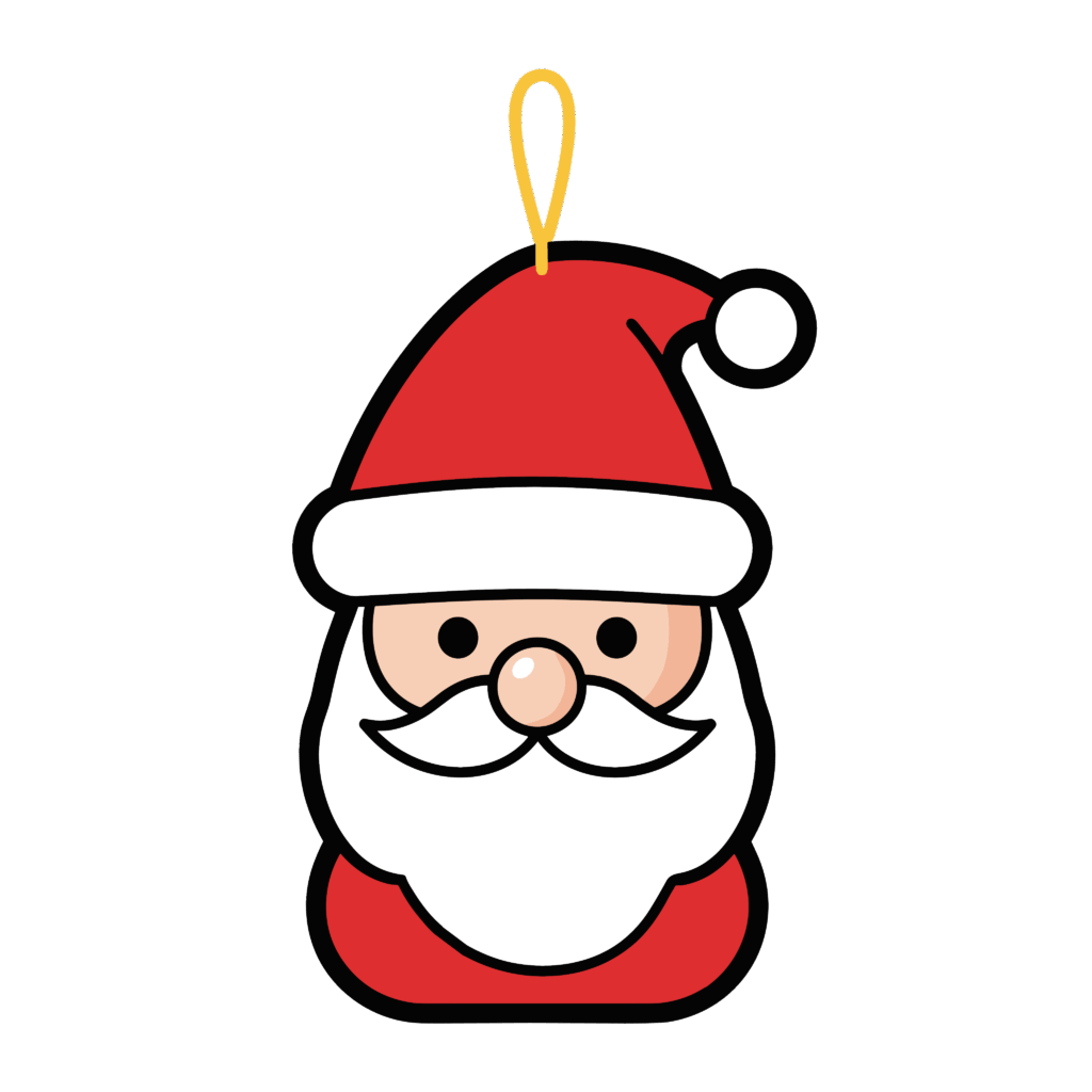 かわいつるし飾りサンタのイラスト素材。簡単・無料でダウンロードできるアイコンタイプのフリー素材です。