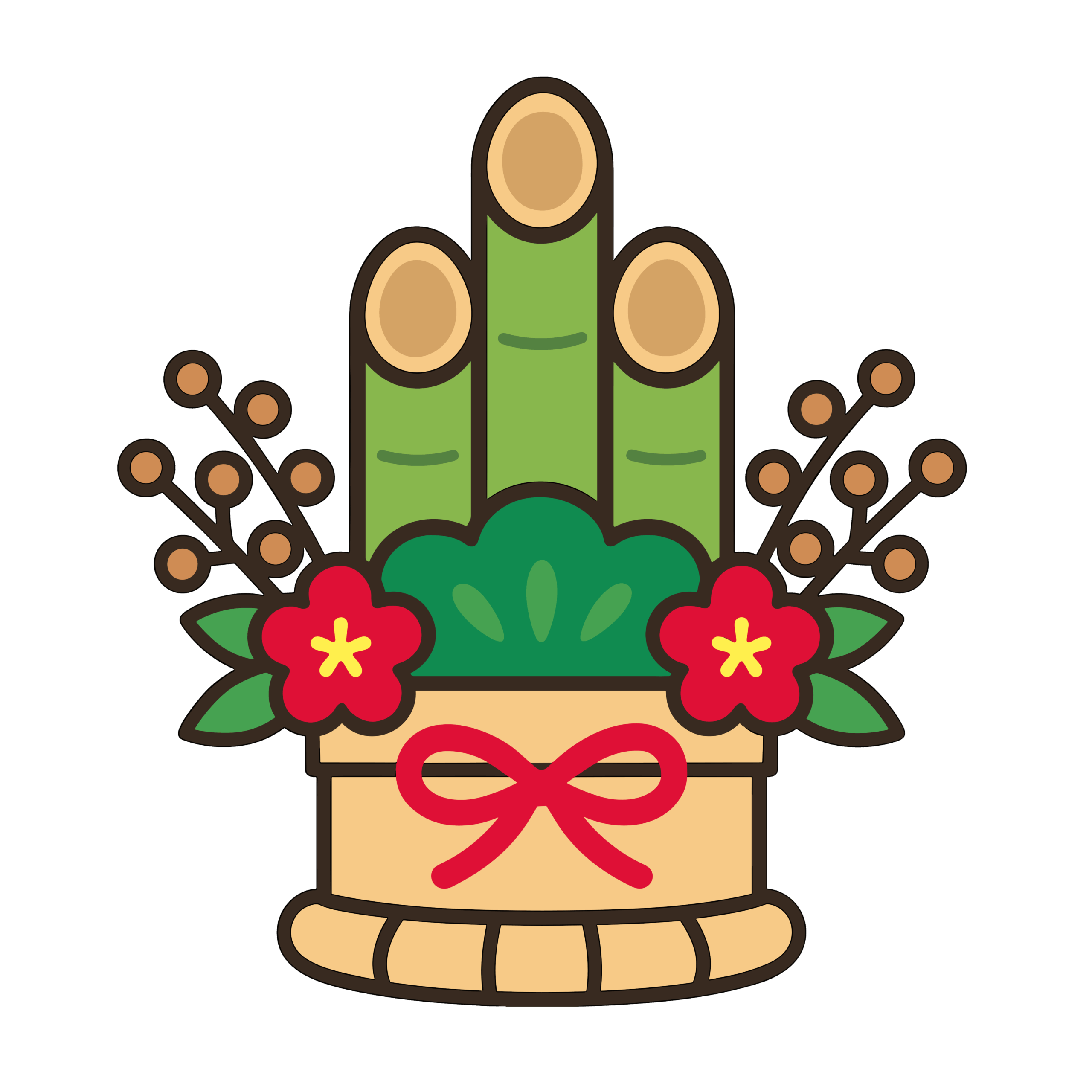 かわいい門松のイラスト素材。簡単・無料でダウンロードできるアイコンタイプのフリー素材です。