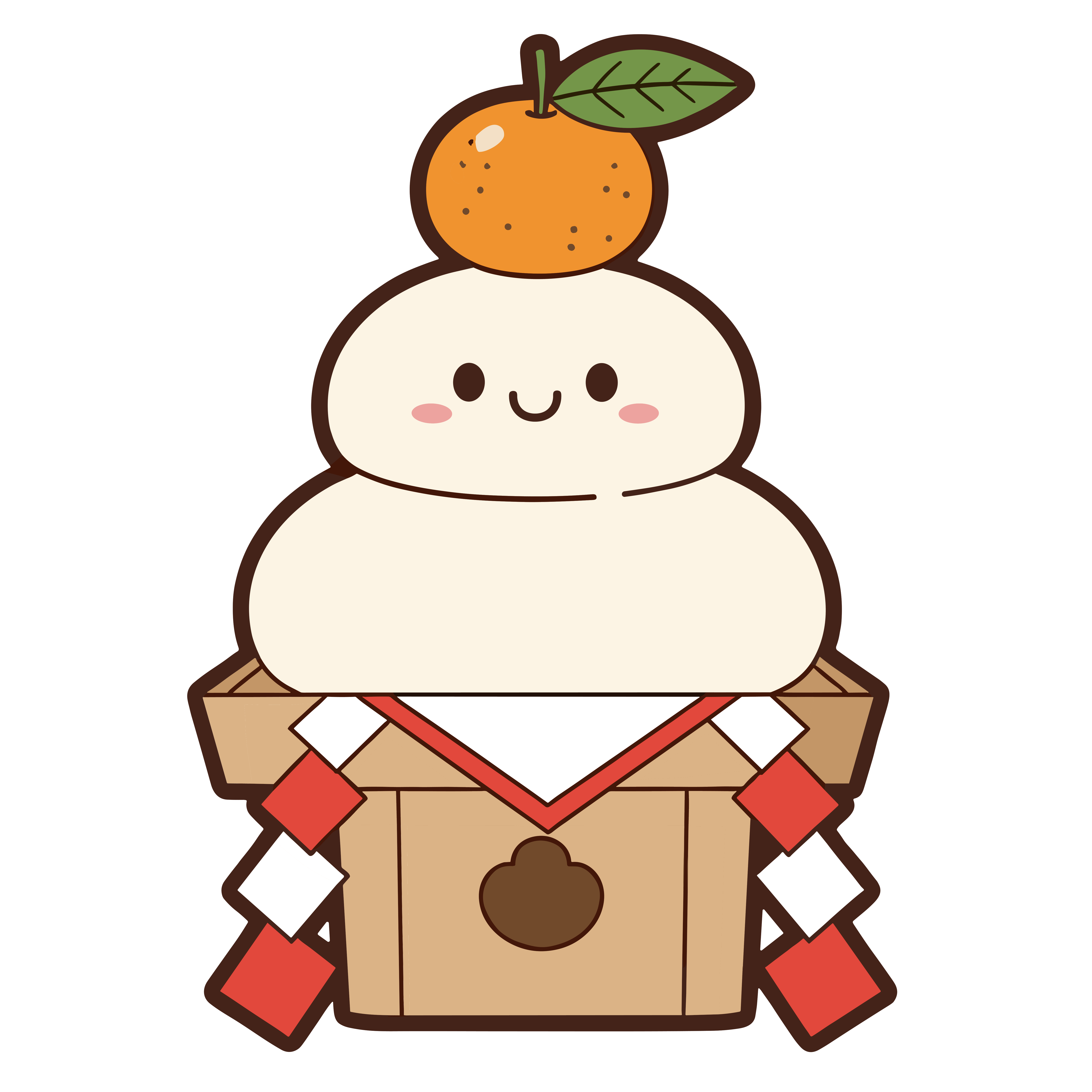 かわいい鏡餅のイラスト。簡単で無料の背景透過素材。ダウンロードしてアイコンにも使えます。